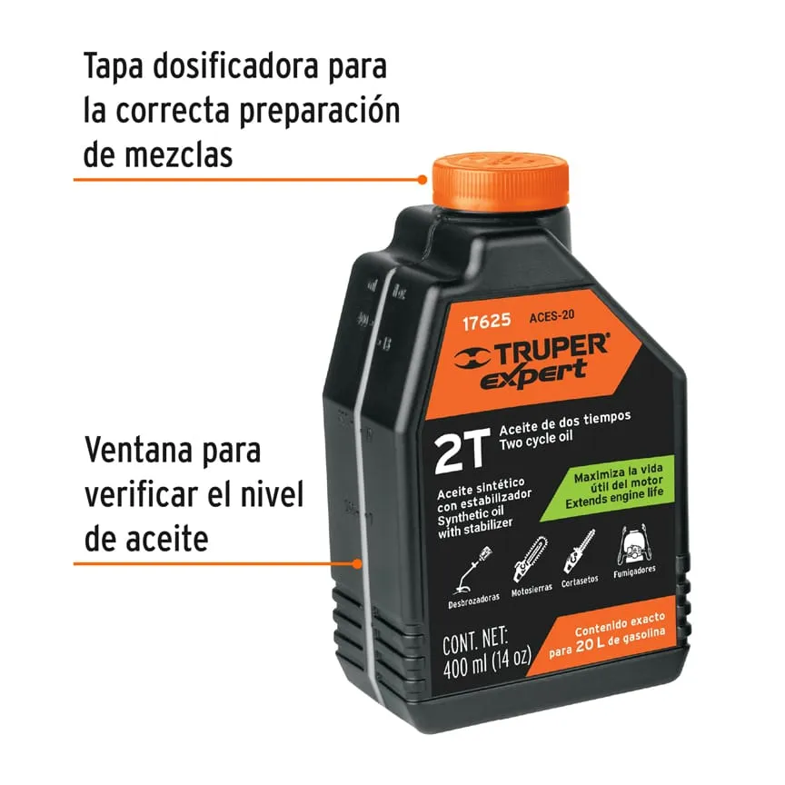 Aceite sintético para motor de 2 tiempos, 400 ml ACES-20, Foto 2 Tienda en línea de herramientas Truper