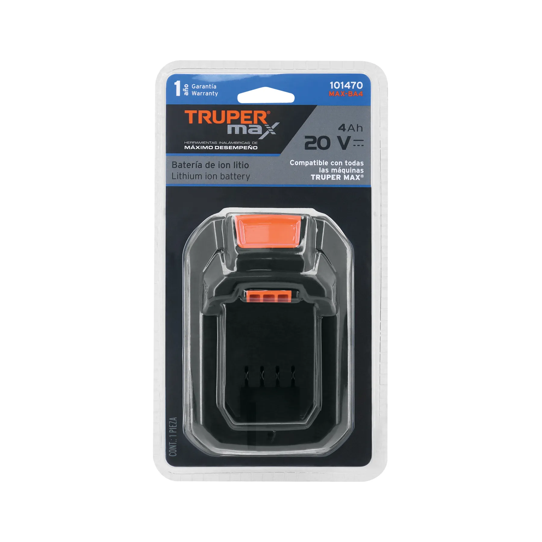 Batería ion litio, 20V, 4 Ah, TRUPER MAX MAX-BA4, Foto 2 Tienda en línea de herramientas Truper