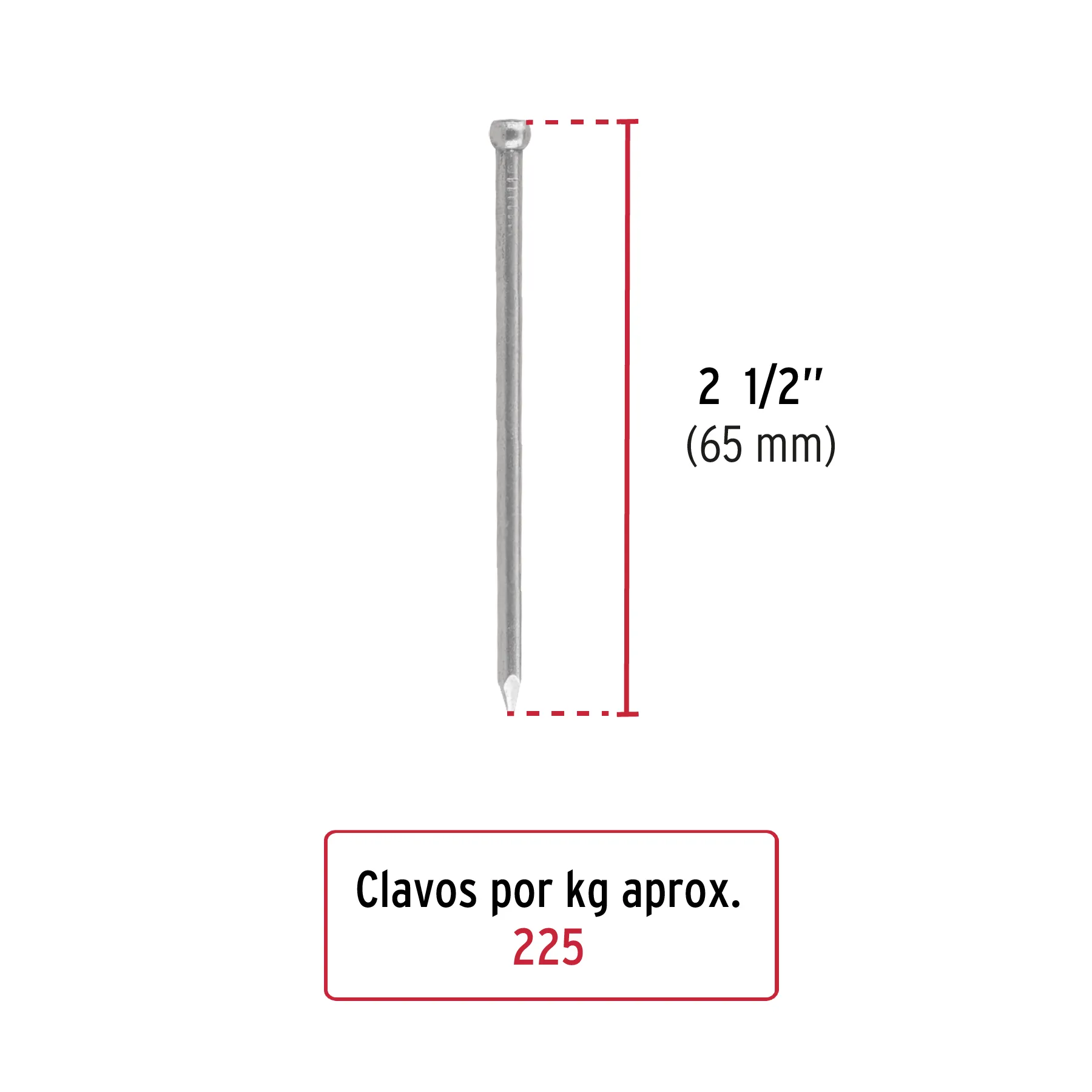 Bolsa con 1 kg de clavo estándar 2-1/2 CLS-2-1/2, Foto 2 Tienda en línea de herramientas Truper