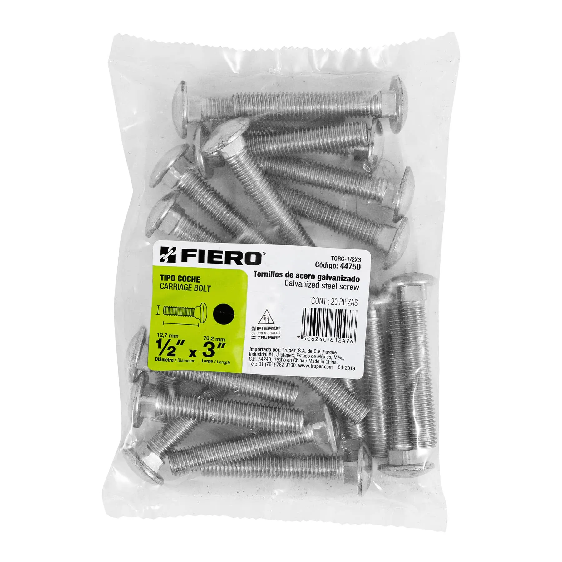 Bolsa con 20 tornillos 1/2 TORC-1/2X3, Foto 3 Tienda en línea de herramientas Truper