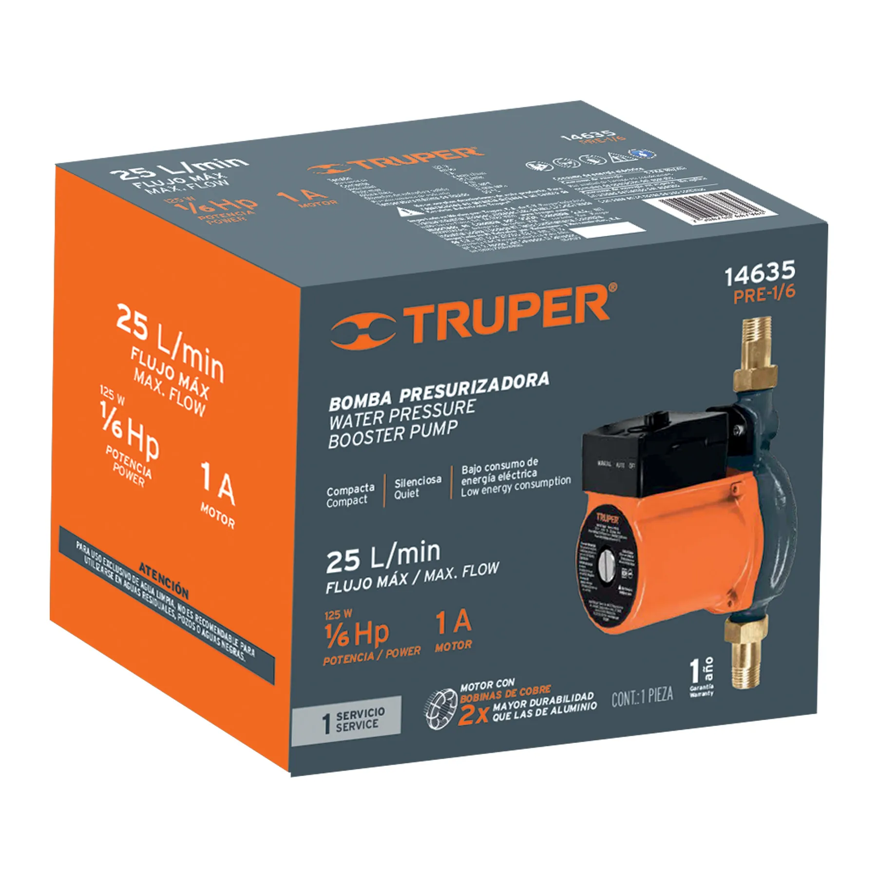 Bomba presurizadora 1/6 HP, TRUPER PRE-1/6, Foto 4 Tienda en línea de herramientas Truper