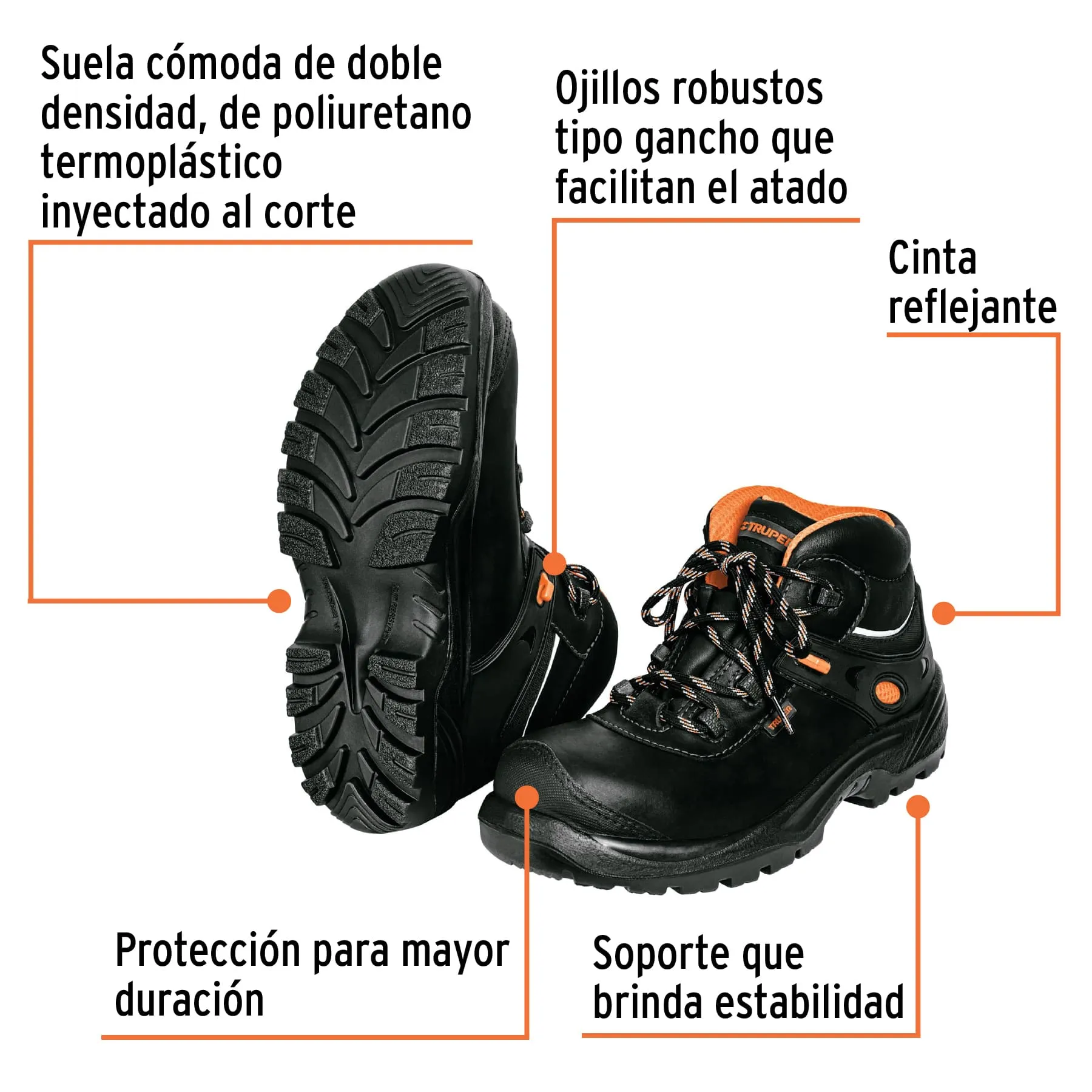 Bota de seguridad negra, #29 dieléctrica antifatiga, Truper ZC-429N, Foto 2 Tienda en línea de herramientas Truper