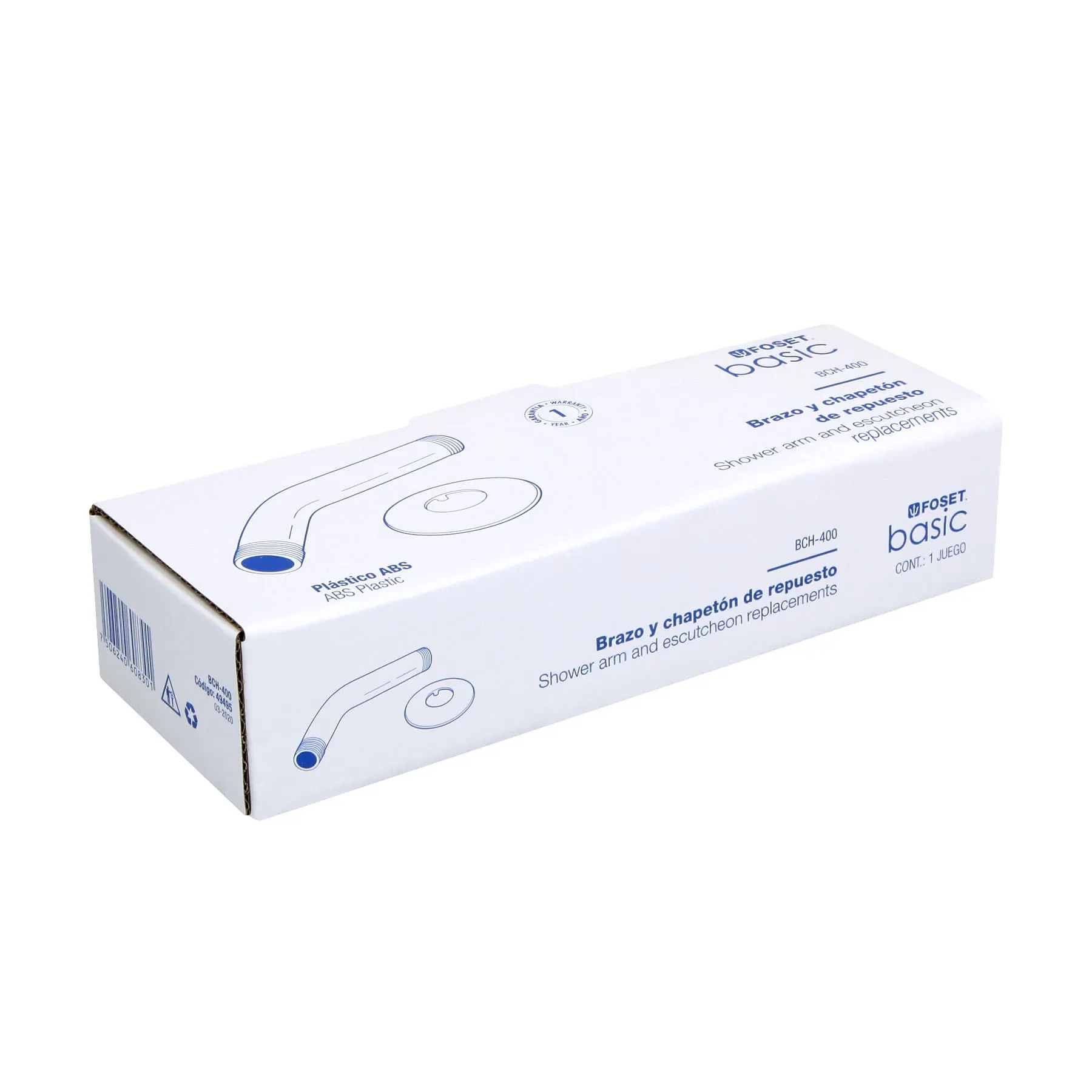 Brazo y chapetón plásticos para regadera, Foset Basic BCH-400, Foto 3 Tienda en línea de herramientas Truper
