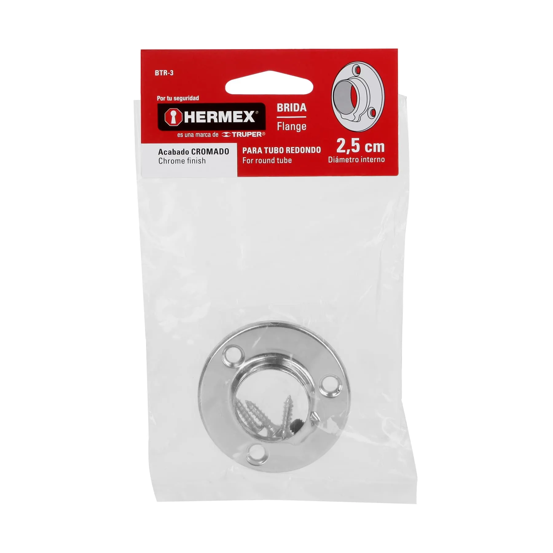 Brida cromada para tubo redondo de clóset, HERMEX BTR-3, Foto 4 Tienda en línea de herramientas Truper