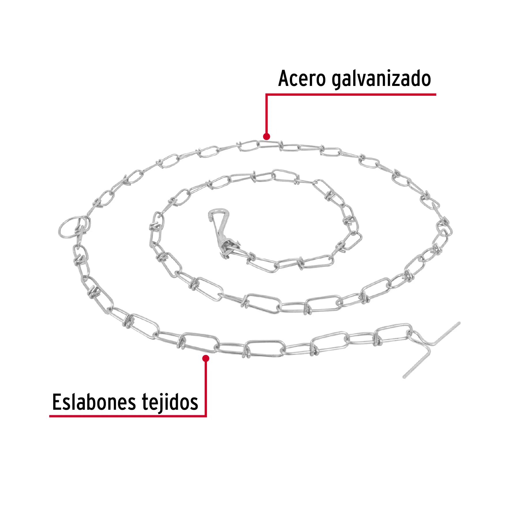 Cadena de 1.8 m de amarre para perro, 2.4 mm, Fiero CAPE-30V, Foto 2 Tienda en línea de herramientas Truper
