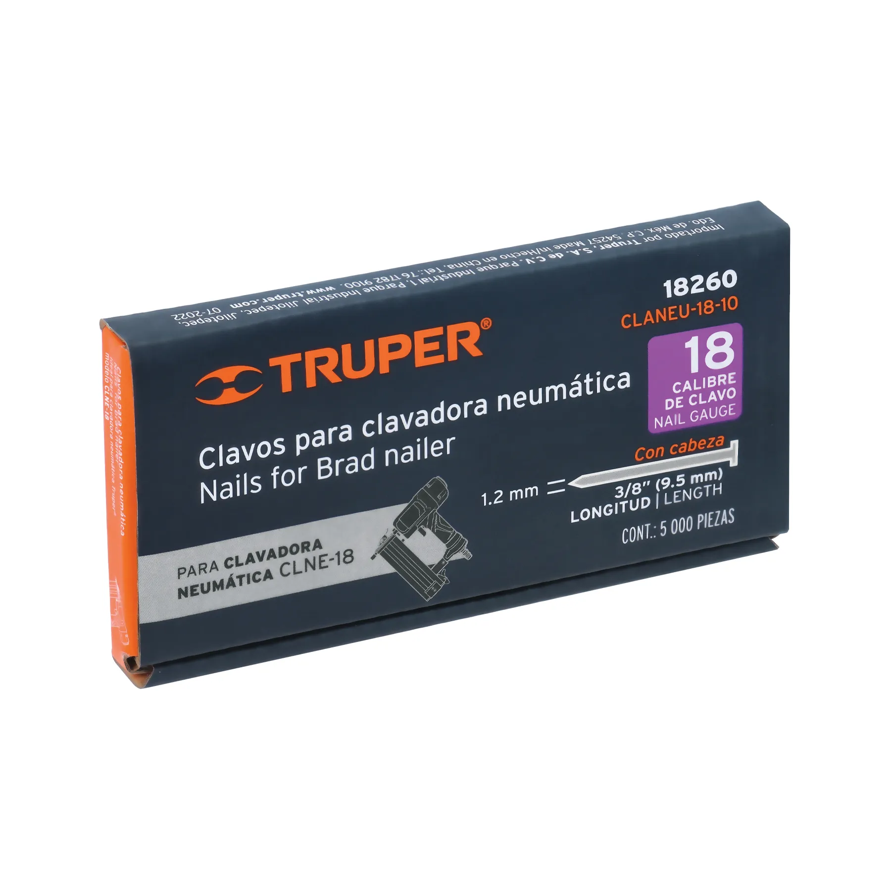 Caja con 5000 clavos calibre 18, 10 mm para CLNE-18, Truper CLANEU-18-10, Foto 4 Tienda en línea de herramientas Truper