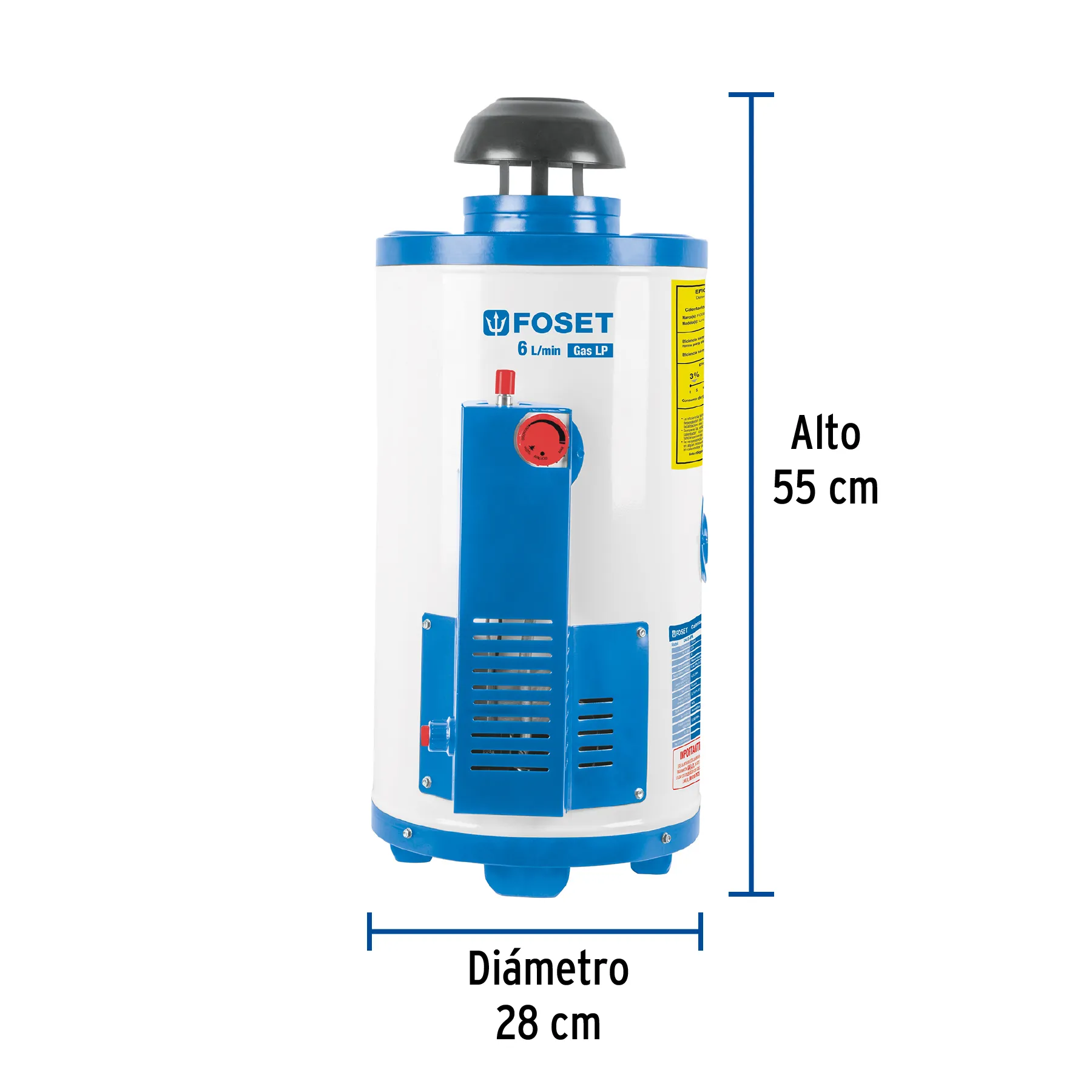 Calentador de paso, rápida recup, 6L, 1 serv, gas LP, Foset CALE-6PA, Foto 3 Tienda en línea de herramientas Truper