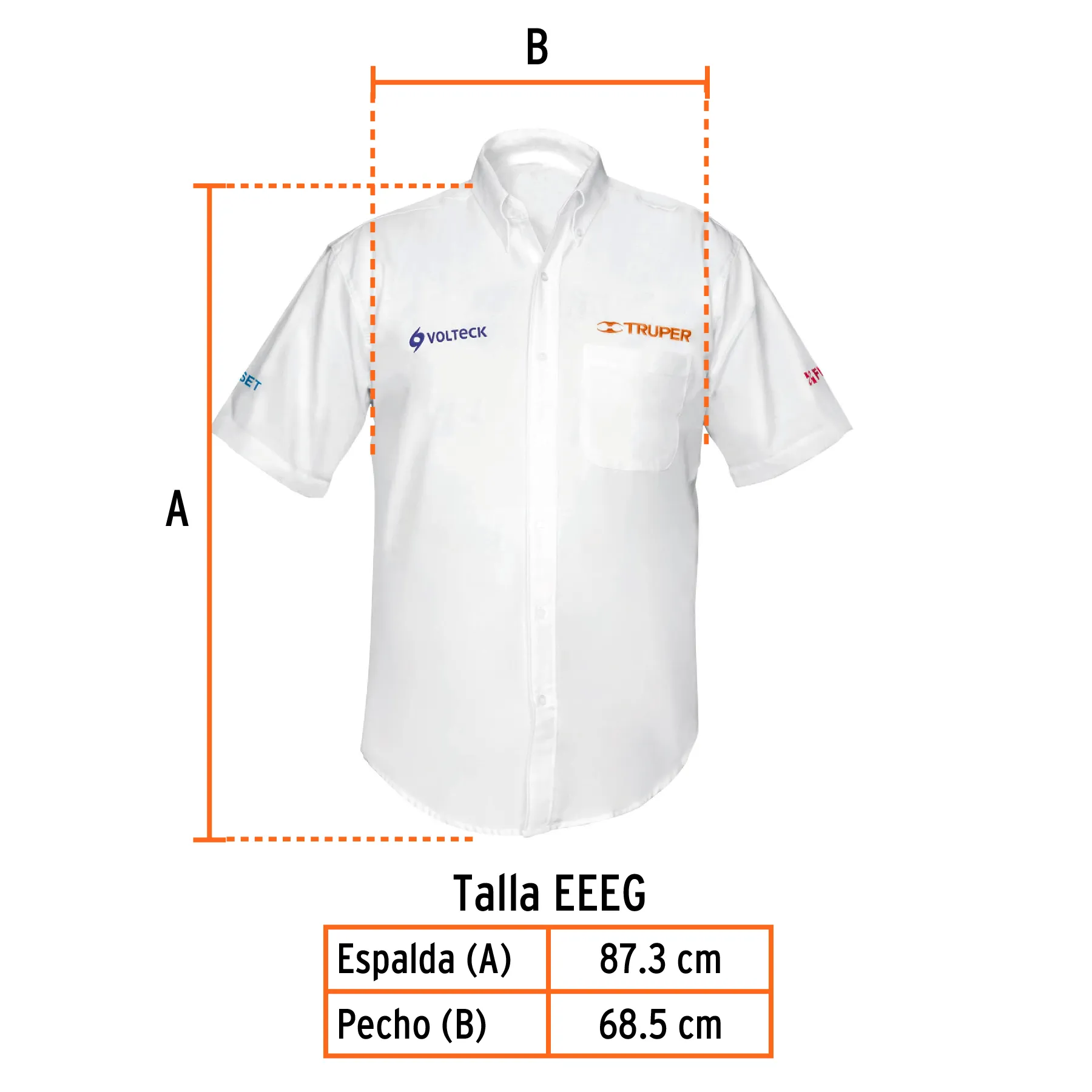 Camisa manga corta para hombre, blanca, EEEG, Truper CAM-BCO-CXXXL, Foto 3 Tienda en línea de herramientas Truper