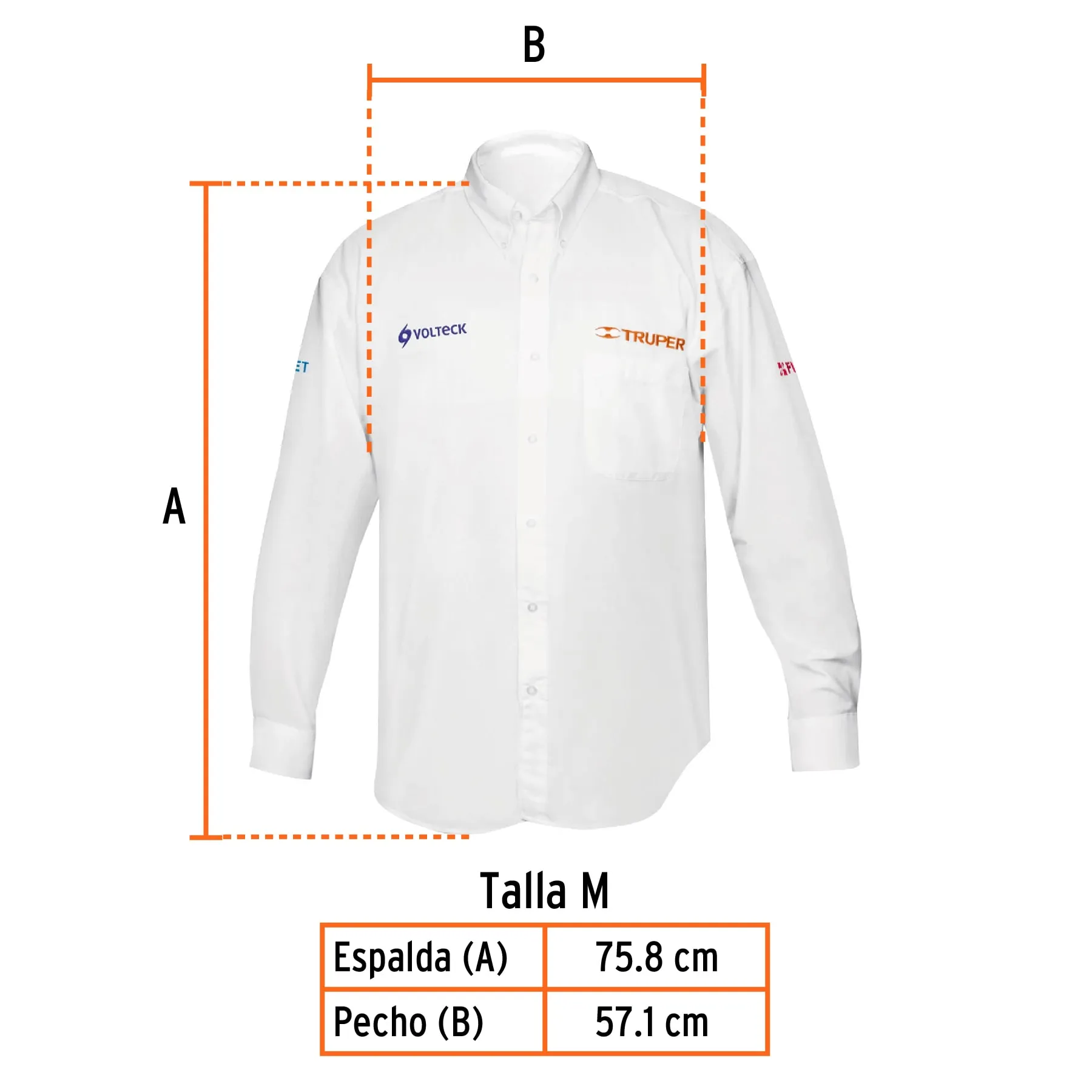 Camisa manga larga para hombre, blanca, M, Truper CAM-BCO-LM, Foto 3 Tienda en línea de herramientas Truper