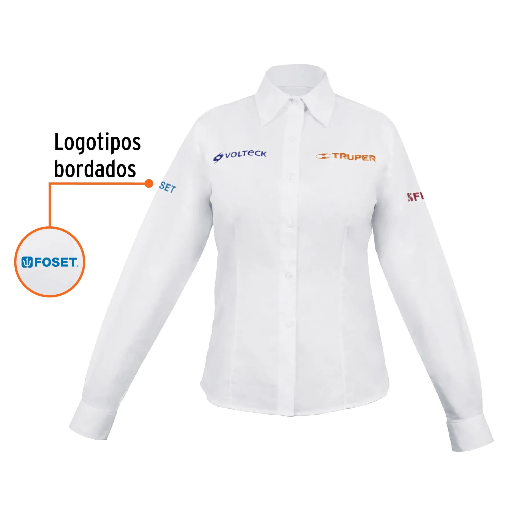 Camisa manga larga para mujer, blanca, CH, Truper CAM-BCO-DLS, Foto 2 Tienda en línea de herramientas Truper