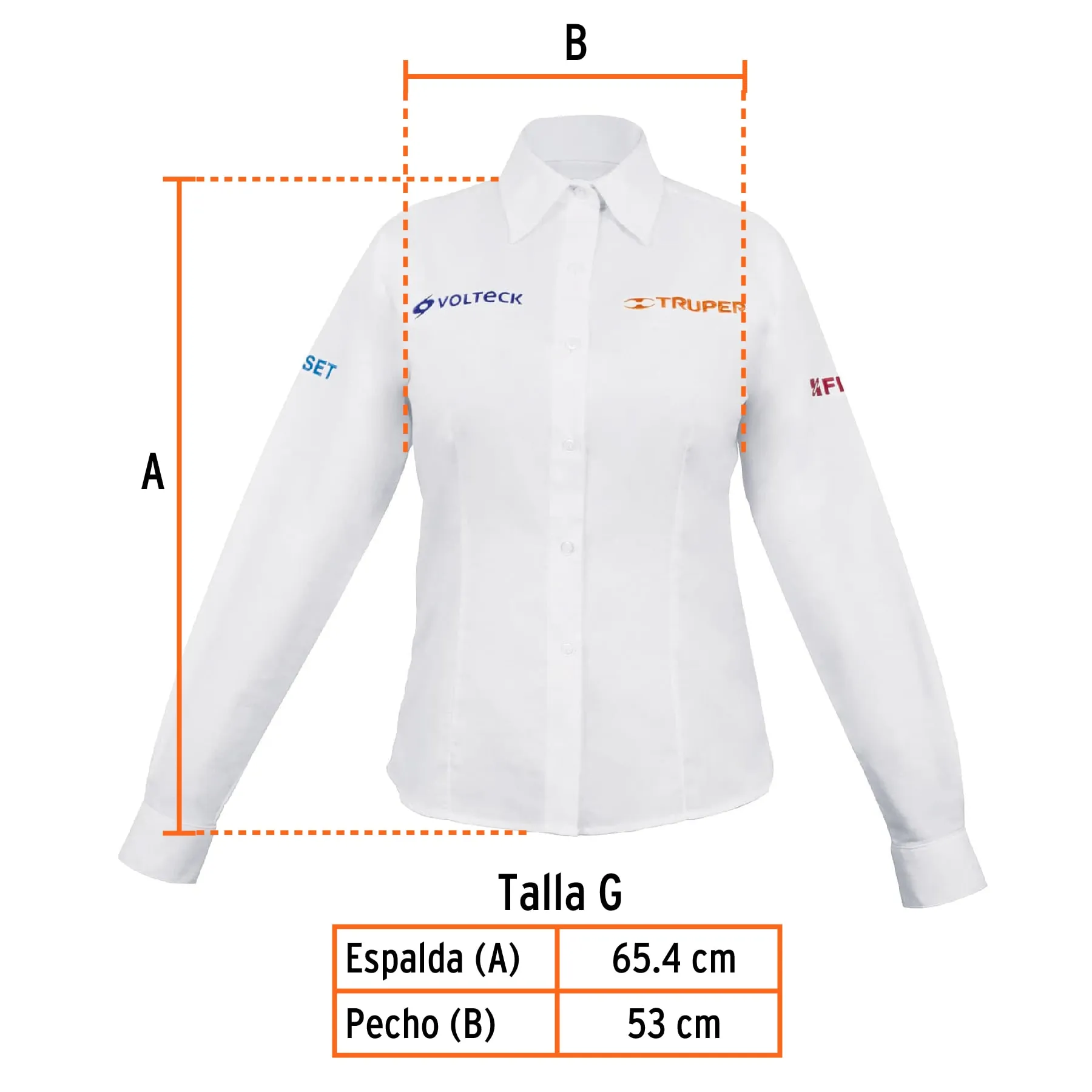 Camisa manga larga para mujer, blanca, G, Truper CAM-BCO-DLL, Foto 3 Tienda en línea de herramientas Truper