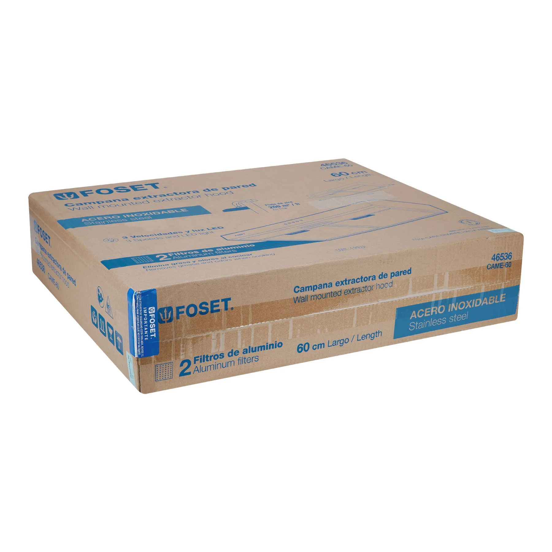 Campana extractora 60cm, empotrable, acero inoxidable, Foset CAME-60, Foto 4 Tienda en línea de herramientas Truper