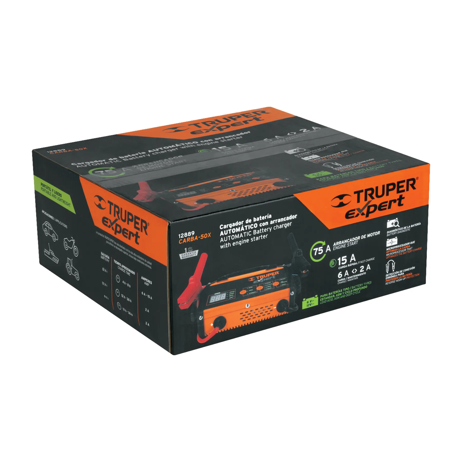 Cargador c/arrancador de 75 A para baterías de 6/12V, EXPERT CARBA-50X, Foto 4 Tienda en línea de herramientas Truper
