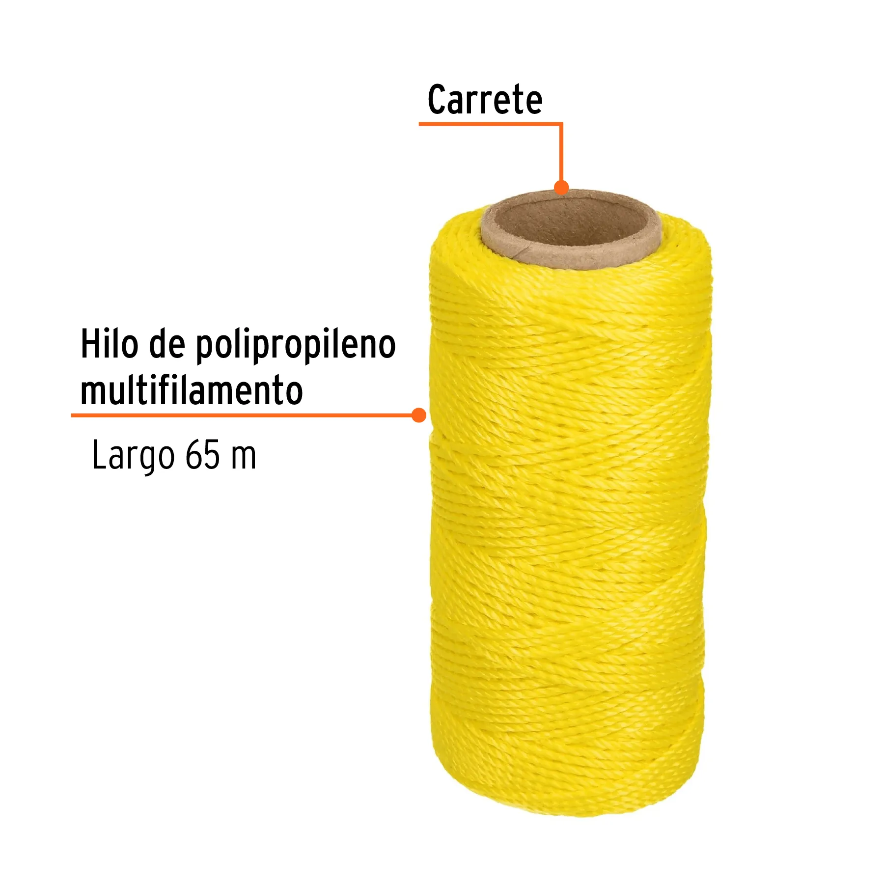 Carrete con 65 m de hilo para albañil amarillo, Truper HIL-65A, Foto 2 Tienda en línea de herramientas Truper
