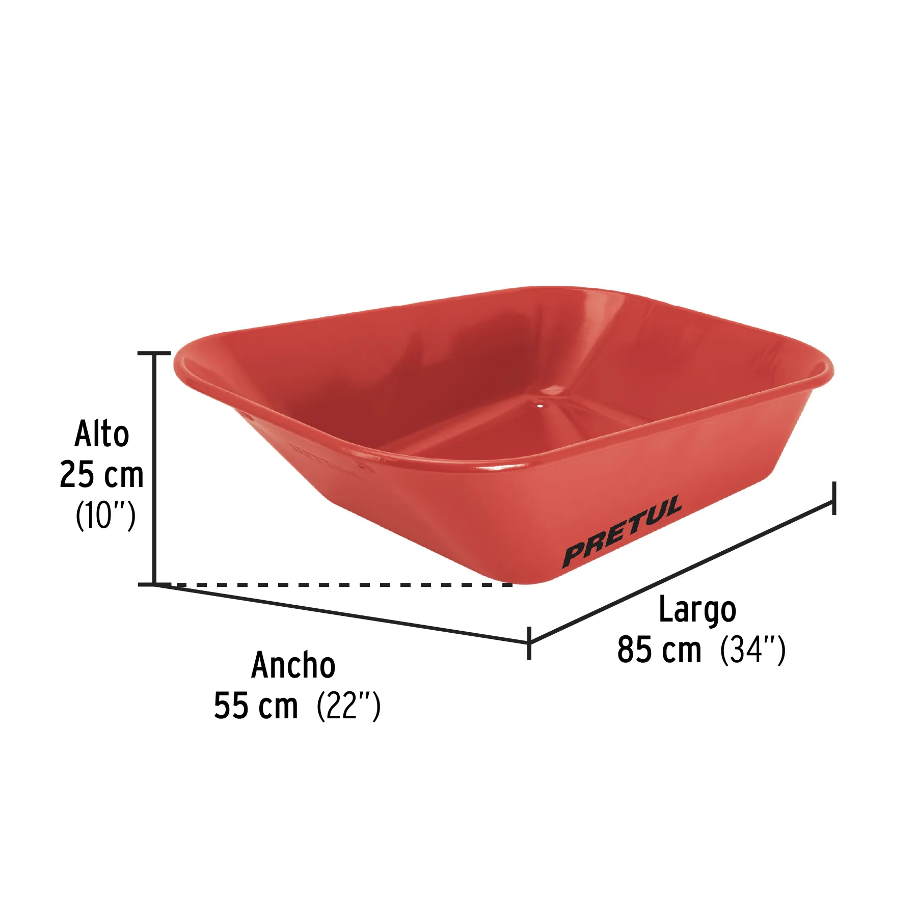 Carretilla 3.5 ft3 roja,angosta, imponchable, tubular,PRETUL CAP-35FB, Foto 2 Tienda en línea de herramientas Truper