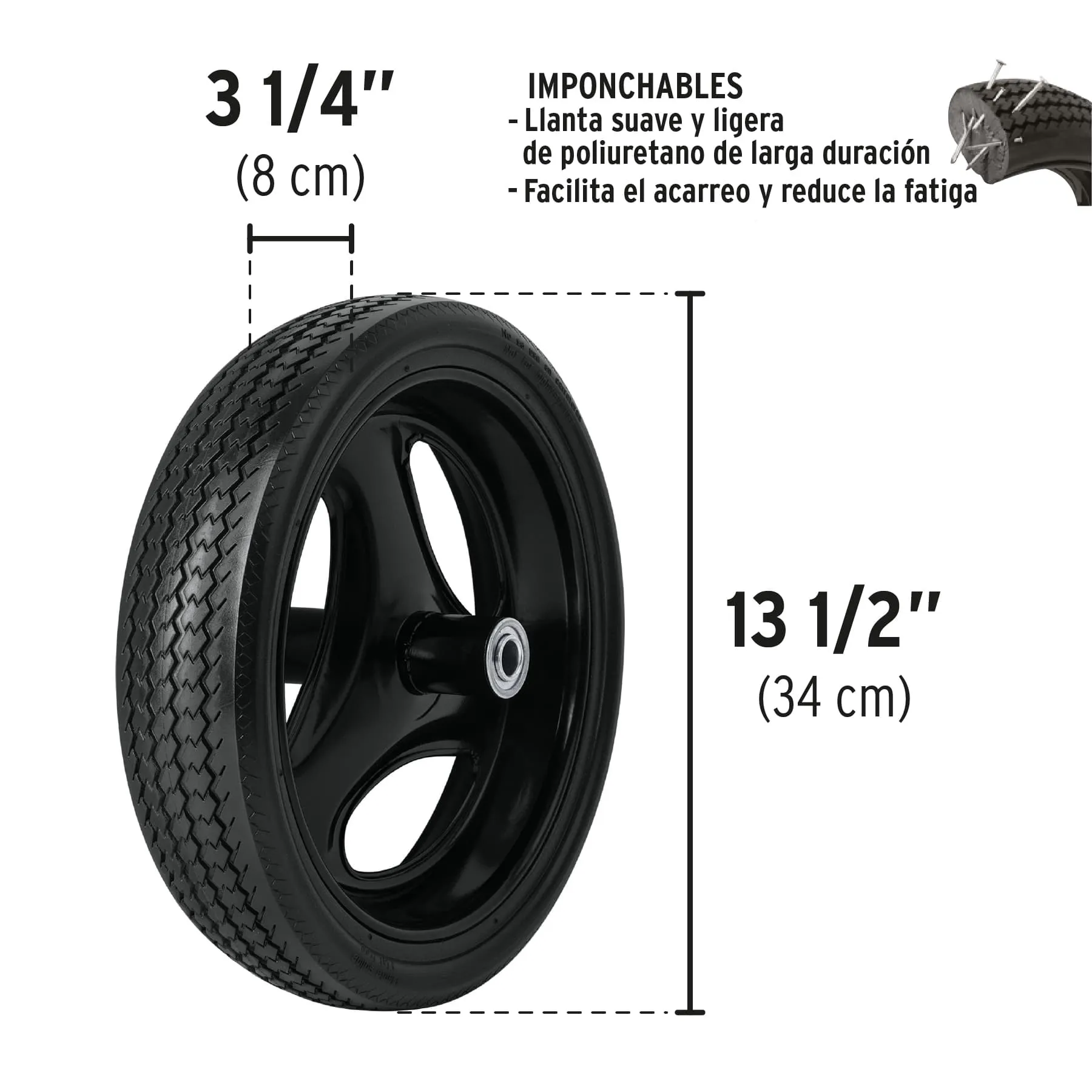 Carretilla 3.5 ft3 roja,angosta, imponchable, tubular,PRETUL CAP-35FB, Foto 3 Tienda en línea de herramientas Truper