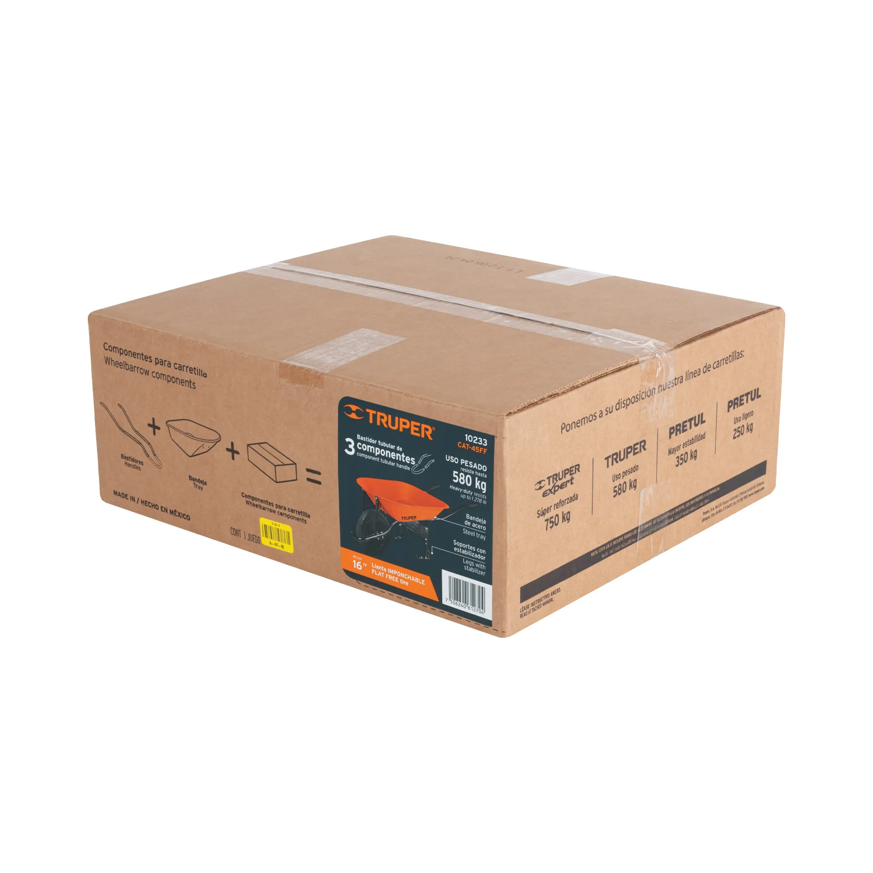 Carretilla 4.5 ft3 Imponchable, bastidor tubular, Truper CAT-45FF, Foto 2 Tienda en línea de herramientas Truper