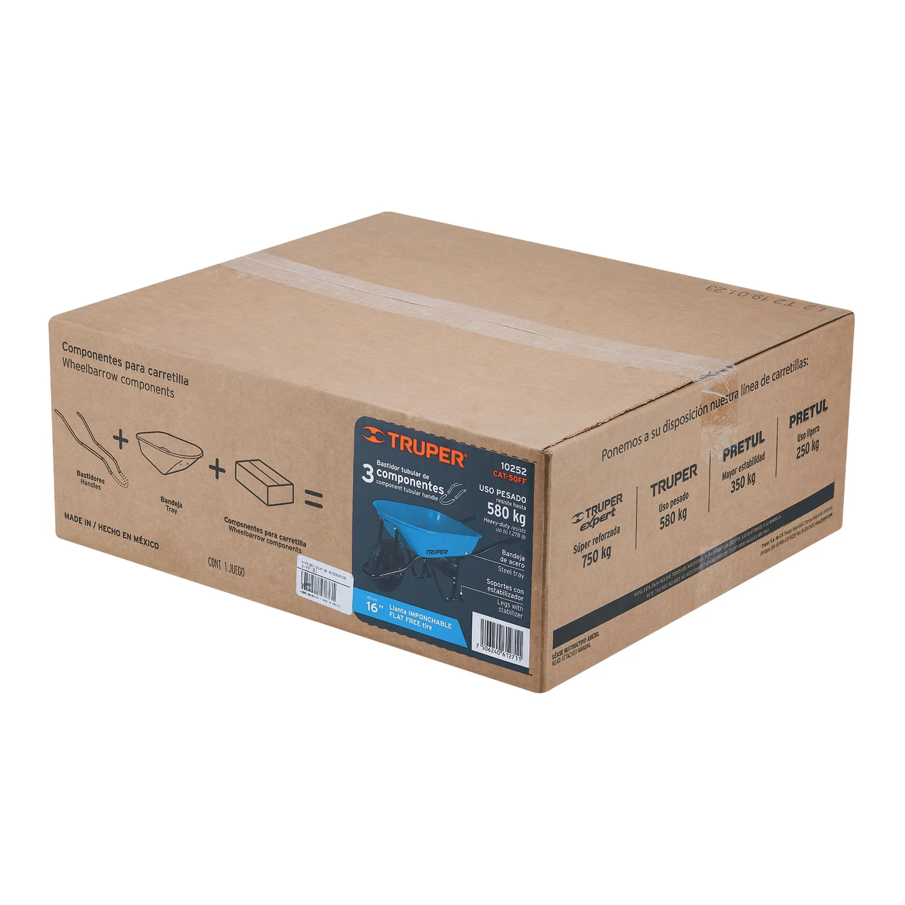 Carretilla 5.5 ft3 Imponchable, bastidor tubular, Truper CAT-50FF, Foto 2 Tienda en línea de herramientas Truper