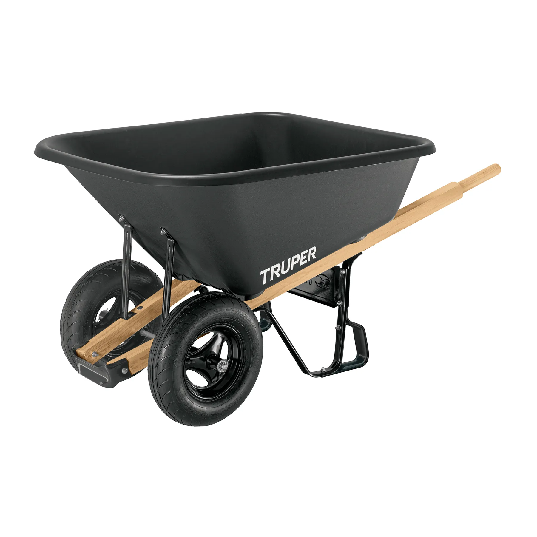 Carretilla c/plástica 8 ft3 Doble llanta neumática b/madera, Foto 1 Tienda en línea de herramientas Truper