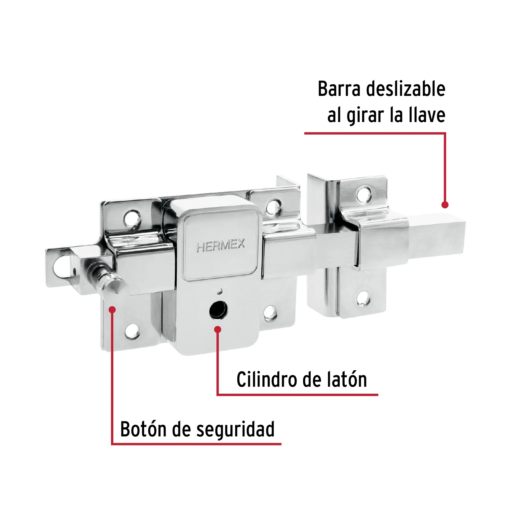 Cerradura de barra fija, llave tetra, derecha, HERMEX CB-50D, Foto 2 Tienda en línea de herramientas Truper
