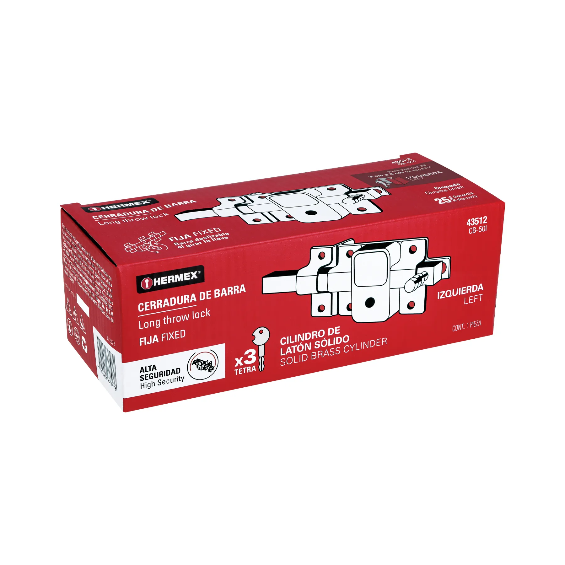 Cerradura de barra fija, llave tetra, izquierda, HERMEX CB-50I, Foto 3 Tienda en línea de herramientas Truper