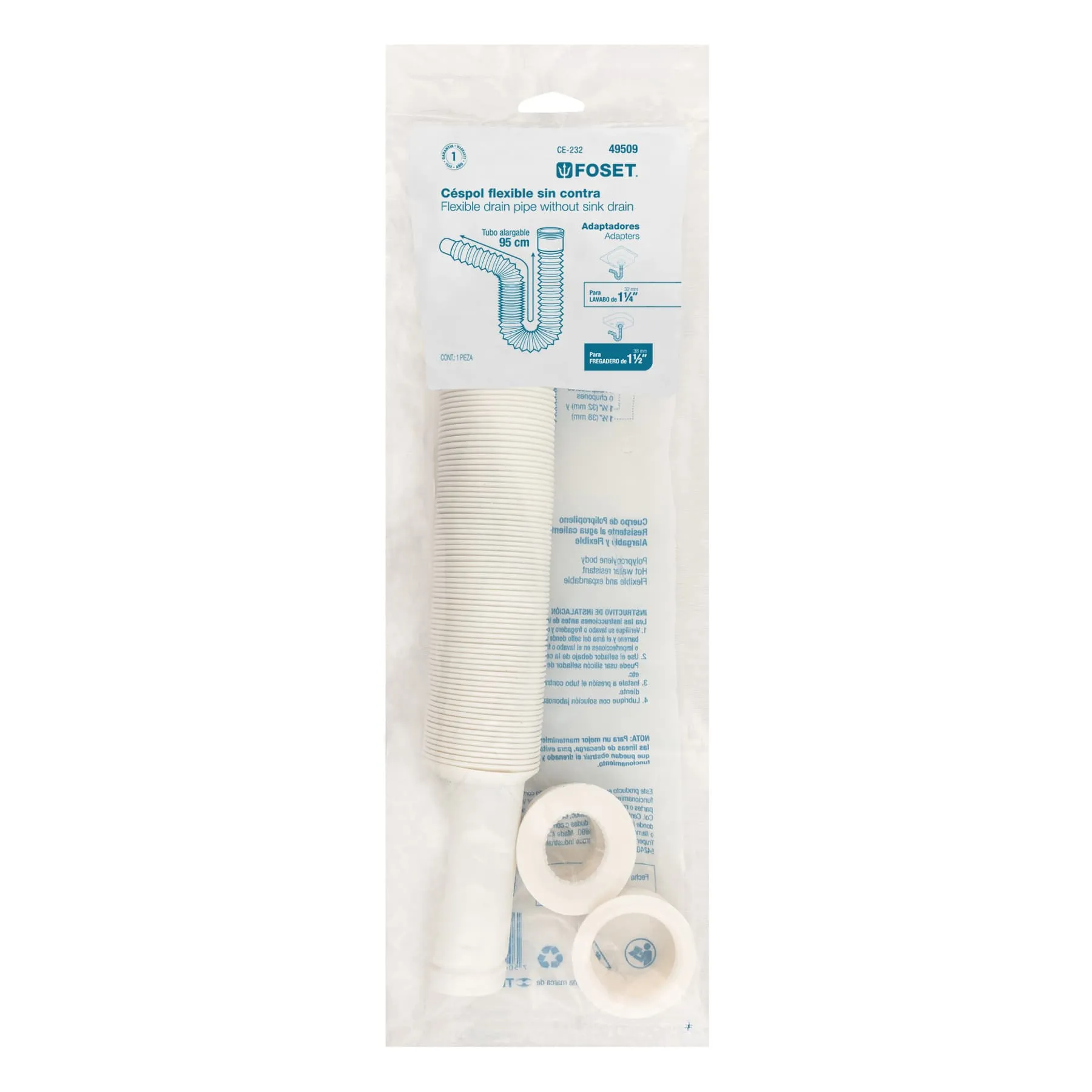 Céspol flexible, polietileno blanco, para lavabo y fregadero CE-232, Foto 4 Tienda en línea de herramientas Truper