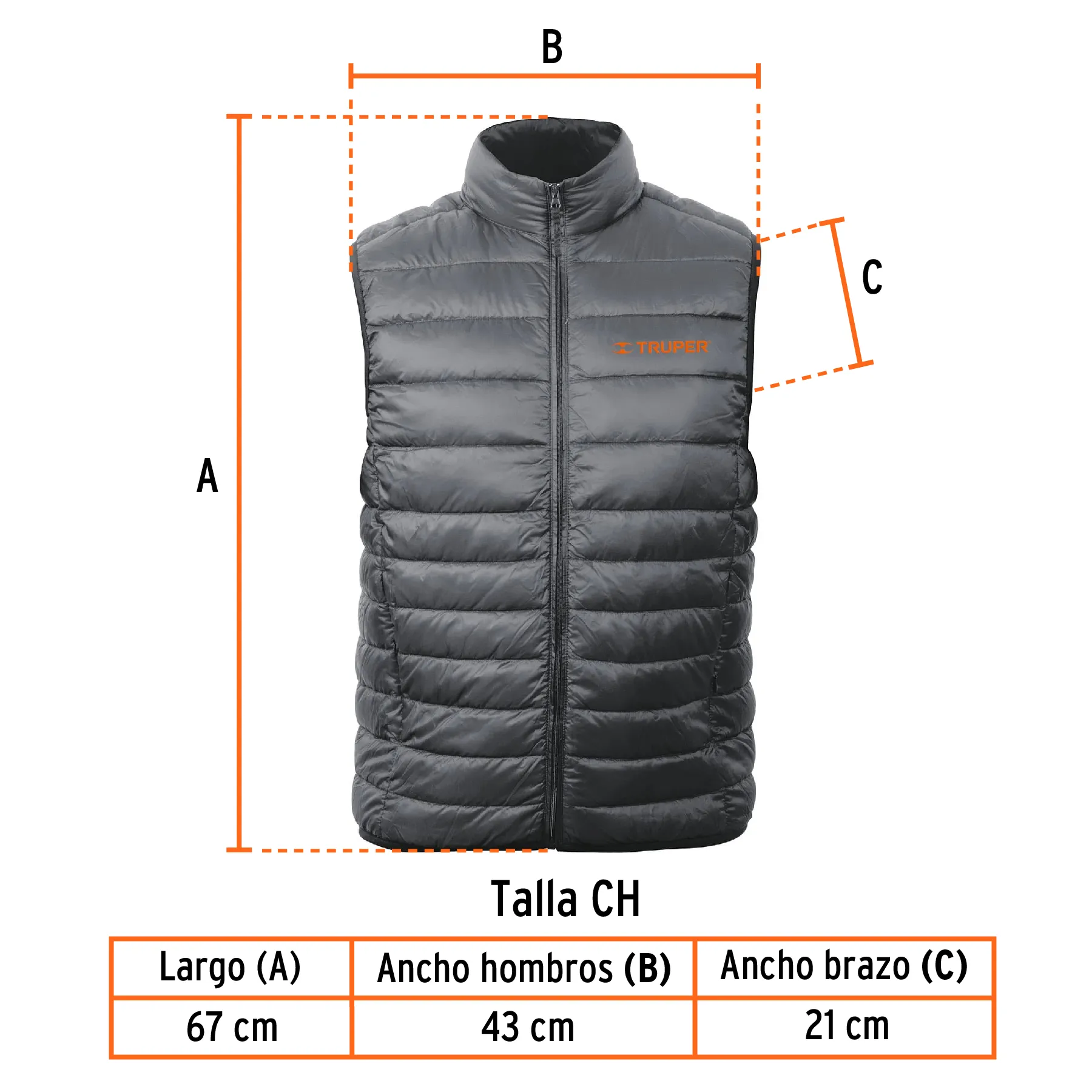 Chaleco de plumas ligero para hombre, gris, CH, TRUPER CHA-GC-C, Foto 3 Tienda en línea de herramientas Truper