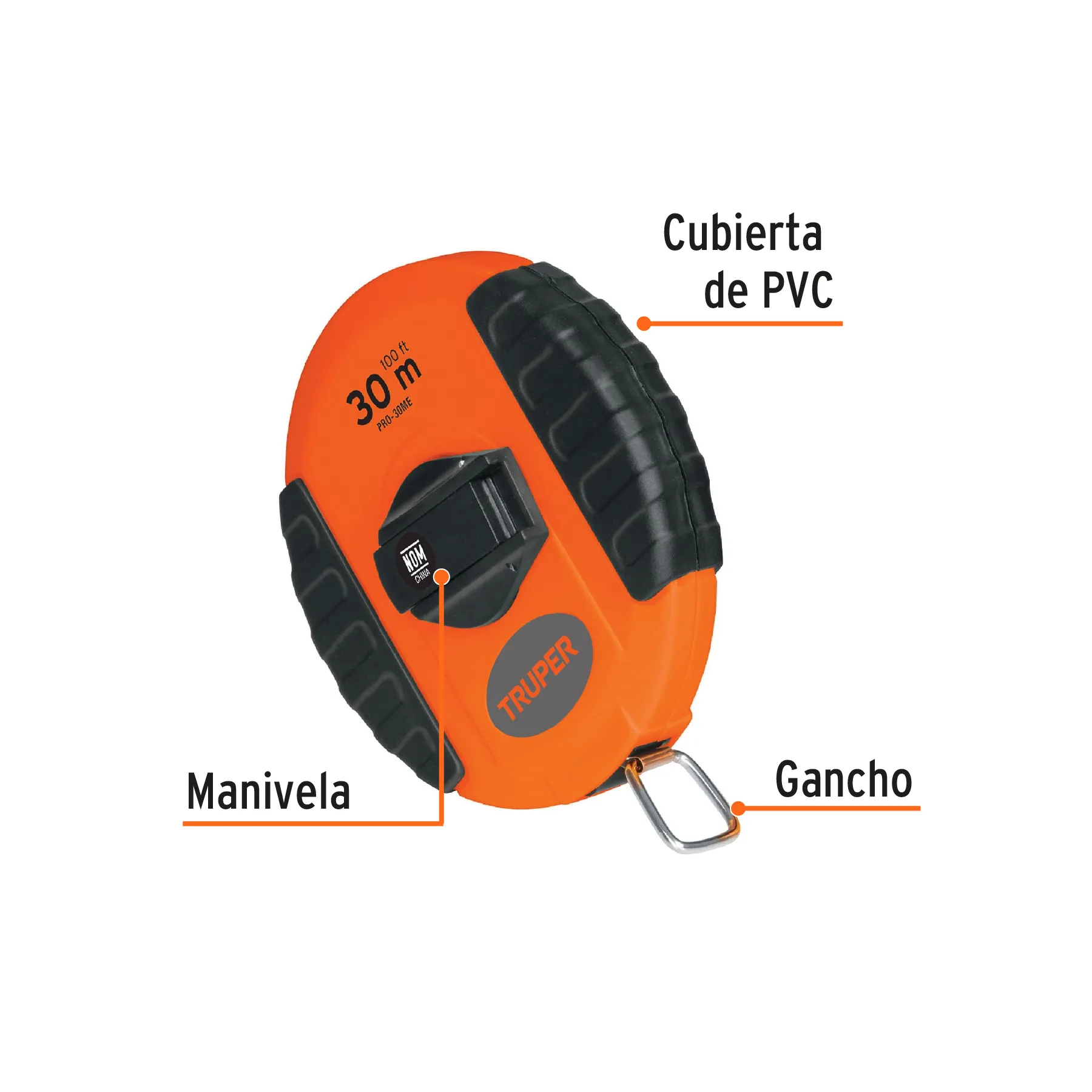 Cinta métrica larga 30 m, metálica, carcasa plástica, TRUPER PRO-30ME, Foto 3 Tienda en línea de herramientas Truper