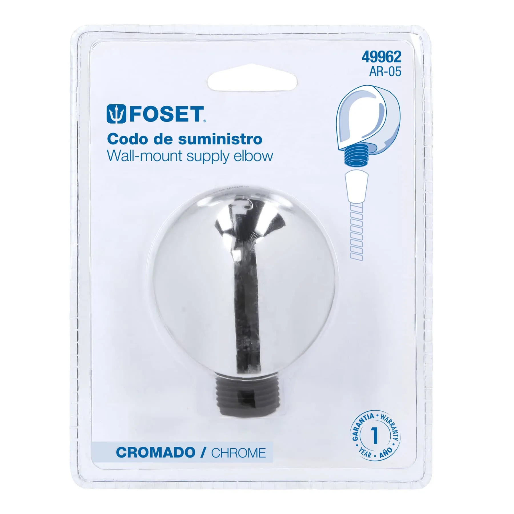 Codo de suministro, cromo, Foset Riviera AR-05, Foto 3 Tienda en línea de herramientas Truper