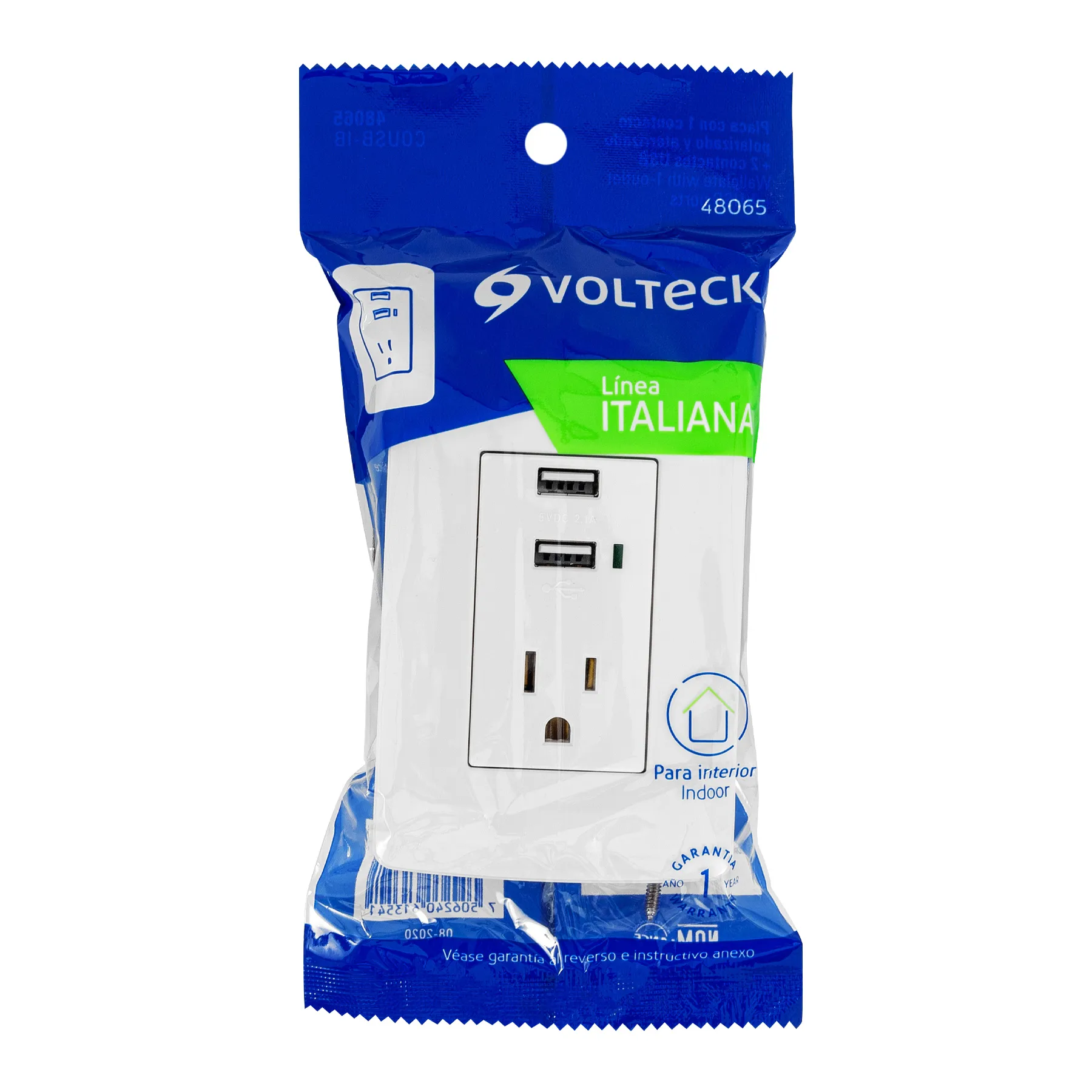 Contacto aterrizado + 2 puertos USB, blanco, línea Italiana COUSB-IB, Foto 4 Tienda en línea de herramientas Truper