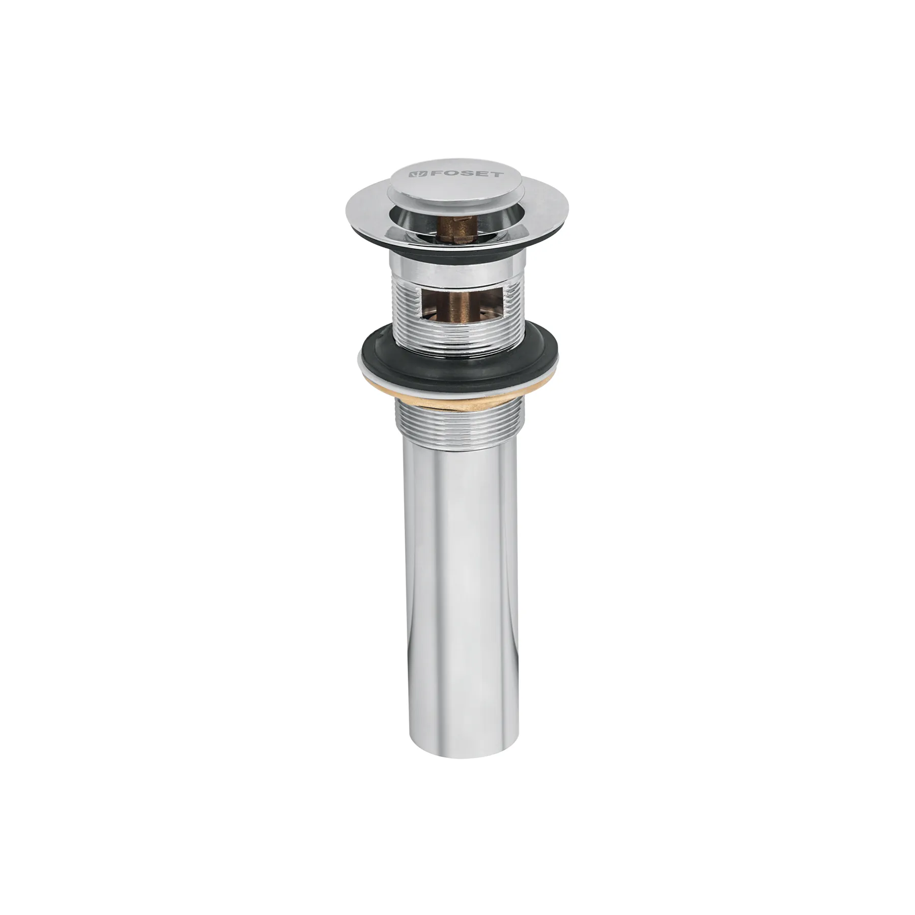 Contra p/lavabo con rebosadero, sistema push, cromo, 1-1/4