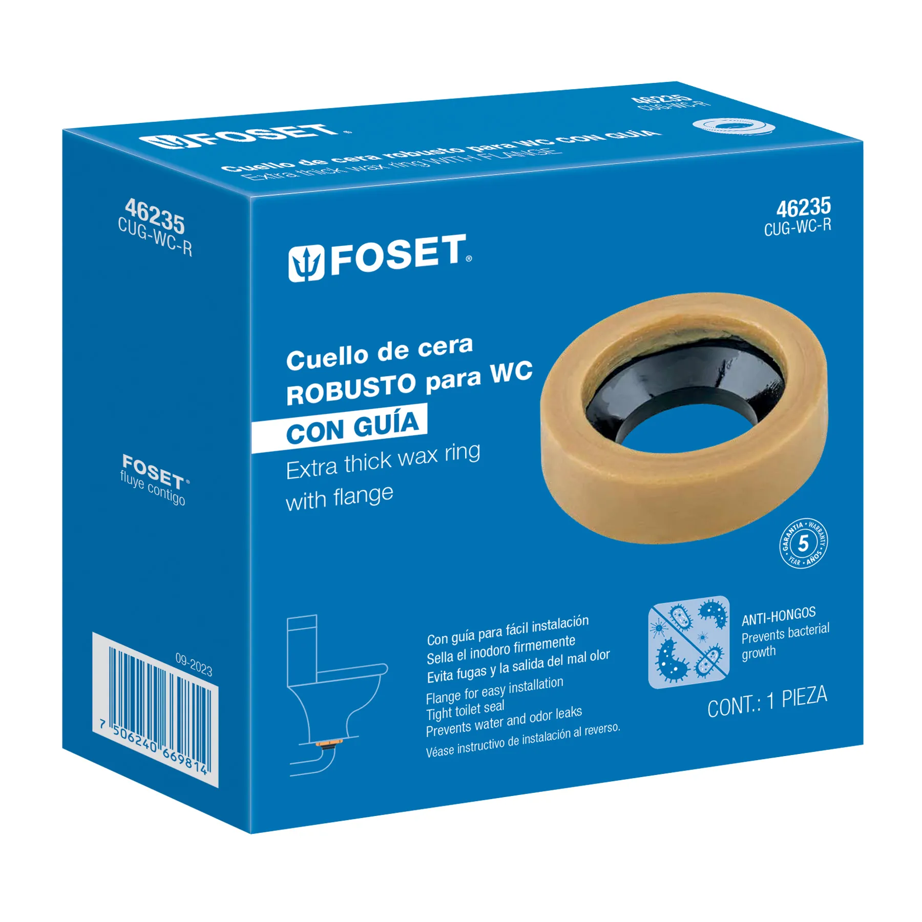 Cuello de cera con guía para WC, robusto, 250 g, Foset CUG-WC-R, Foto 4 Tienda en línea de herramientas Truper