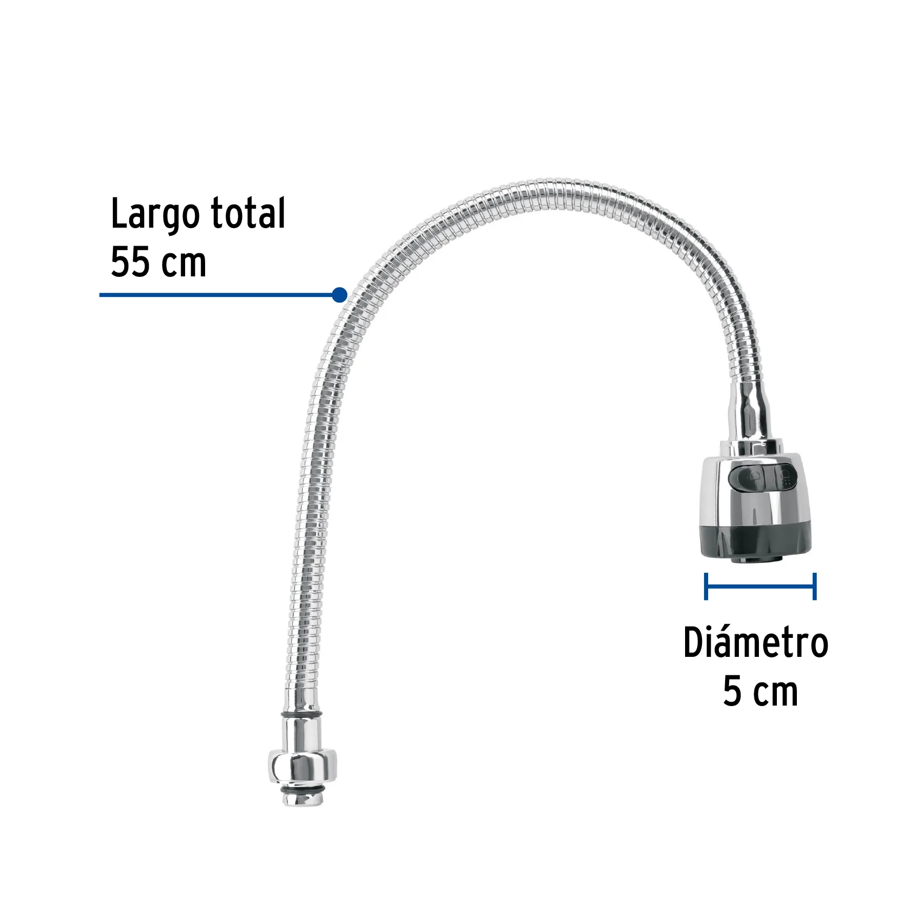 Cuello flexible para mezcladora de fregadero, cromo, Aqua AQCR-81, Foto 2 Tienda en línea de herramientas Truper