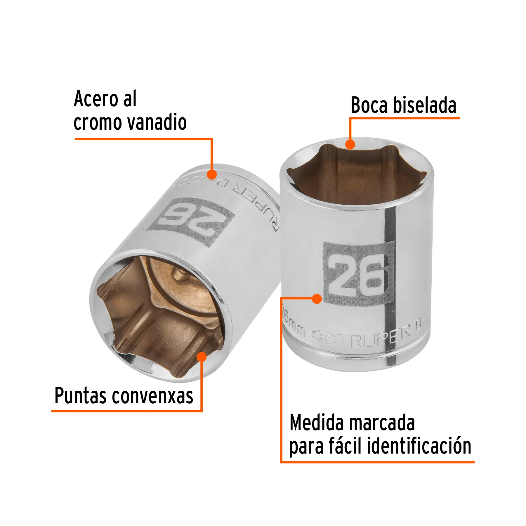 Dado de 26 mm, 6 puntas, cuadro 1/2 D-1226-M, Foto 2 Tienda en línea de herramientas Truper