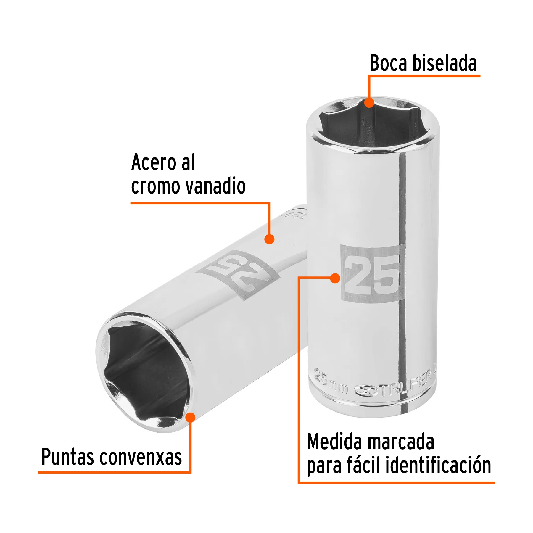 Dado largo de 25 mm, 6 puntas, cuadro 1/2 D-1225-ML, Foto 2 Tienda en línea de herramientas Truper