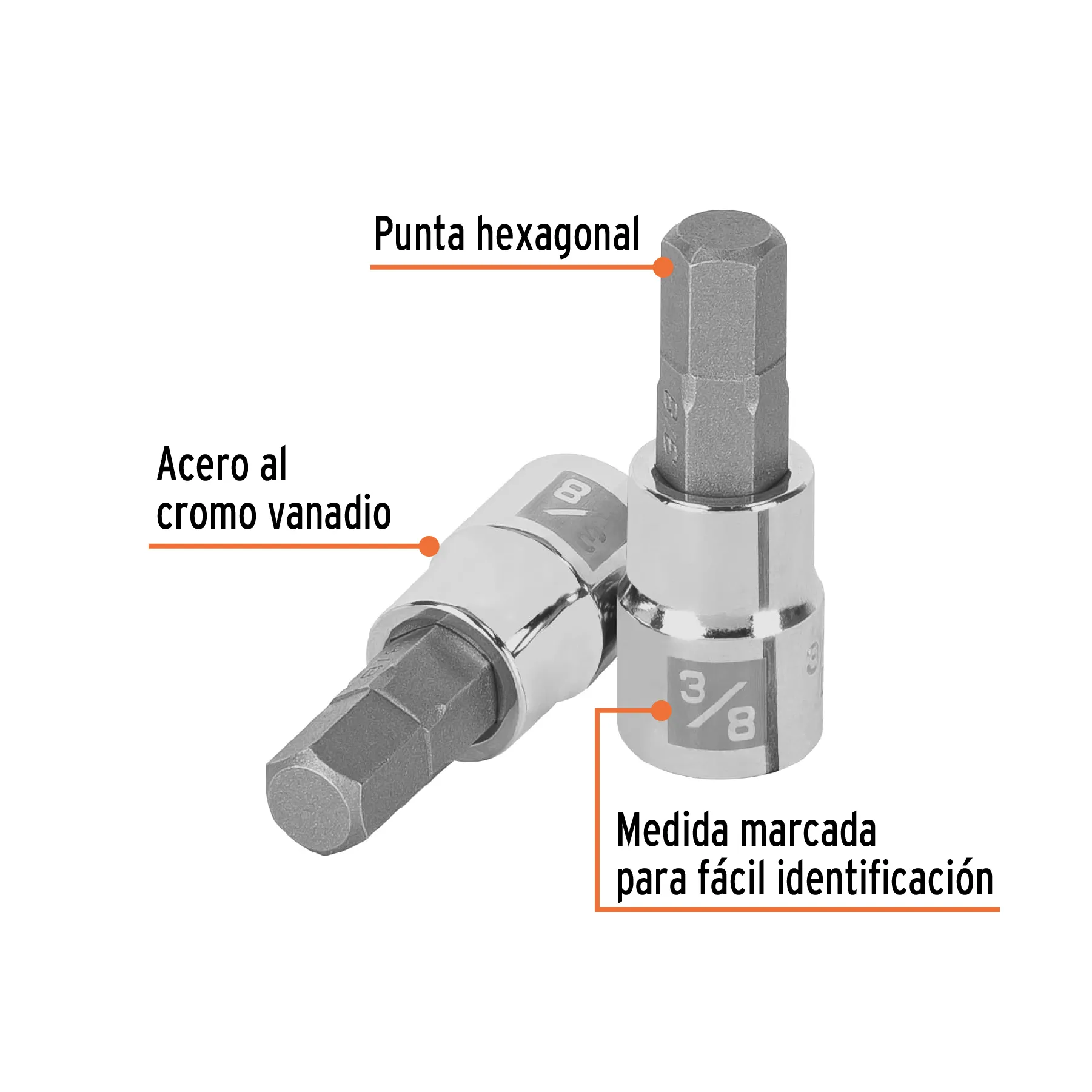 Dado punta hexagonal de 3/8 D-4990-3/8, Foto 2 Tienda en línea de herramientas Truper