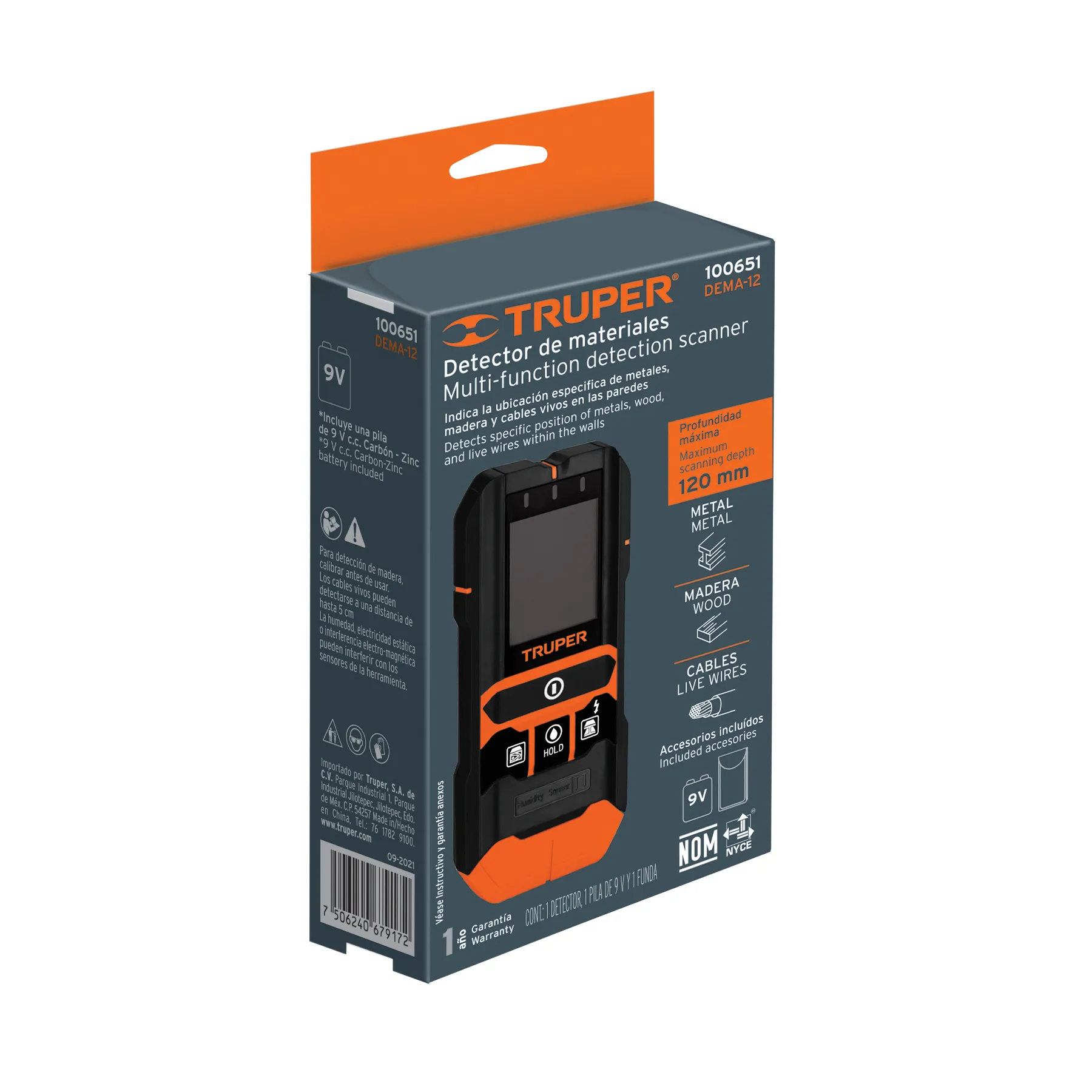 Detector de materiales detrás de muros, profundidad máx 12cm DEMA-12, Foto 4 Tienda en línea de herramientas Truper