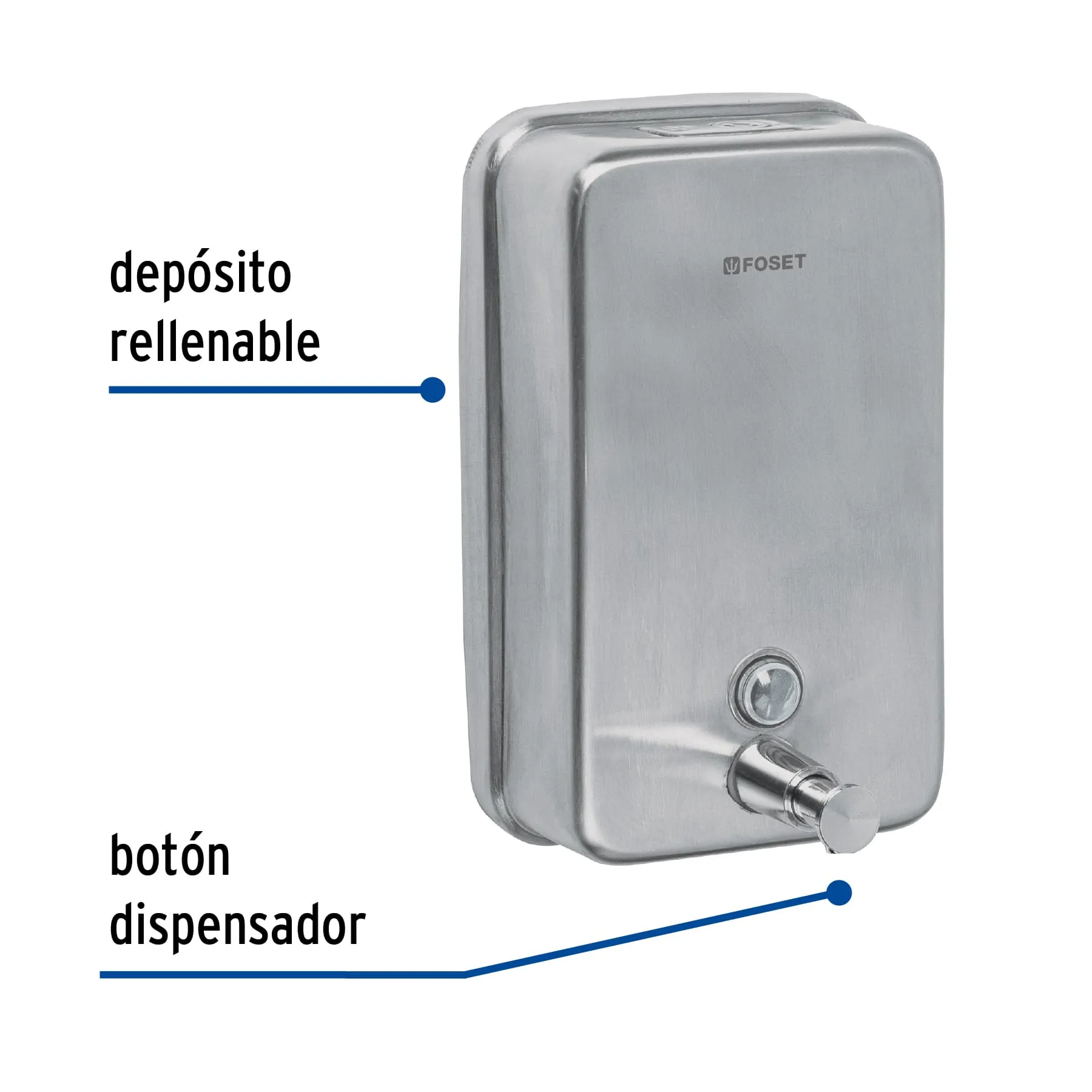 Dosificador de acero inox. para jabón líquido, Foset ABP-10X, Foto 2 Tienda en línea de herramientas Truper