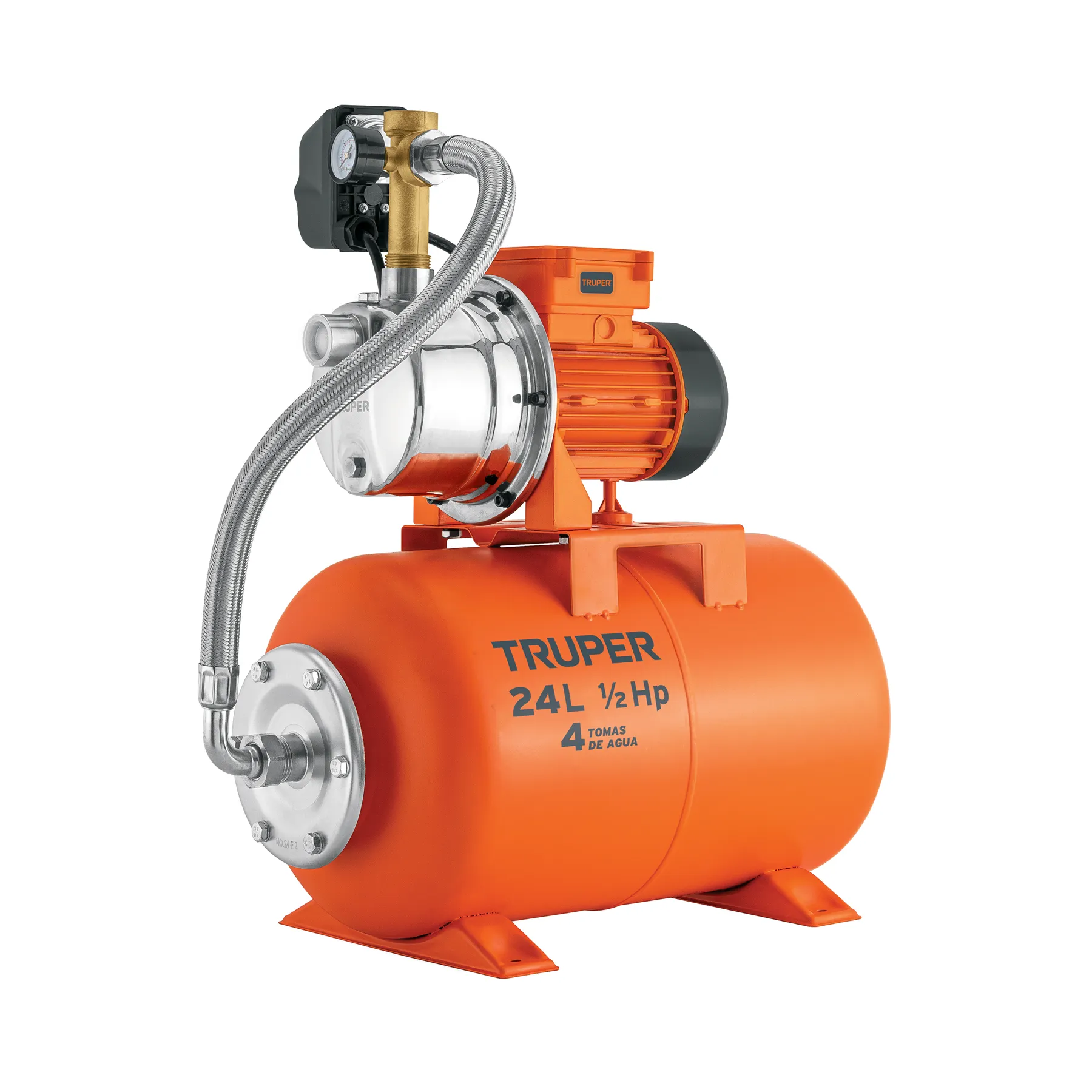 Equipo hidroneumático 24L, bomba Jet inox. 1/2 HP, TRUPER Equipo hidroneumático 24L, bomba Jet inox. 1/2 HP, TRUPER, Foto 1 Tienda en línea de herramientas Truper