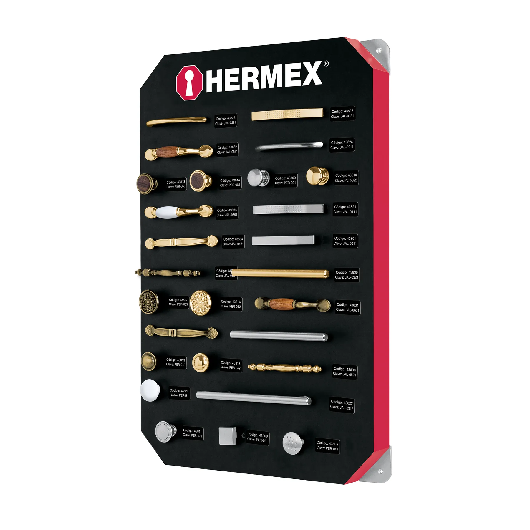 Exhibidor con jaladeras y perillas, 1 tablero, HERMEX, Foto 1 Tienda en línea de herramientas Truper