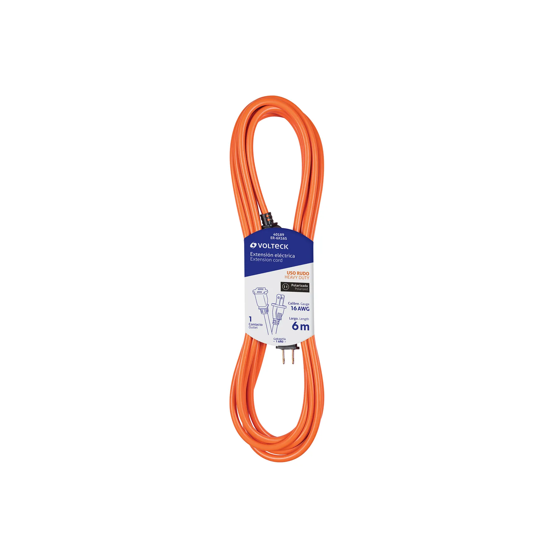 Extensión eléctrica uso rudo 6m 2x16 AWG para 1 clavija, Foto 1 Tienda en línea de herramientas Truper