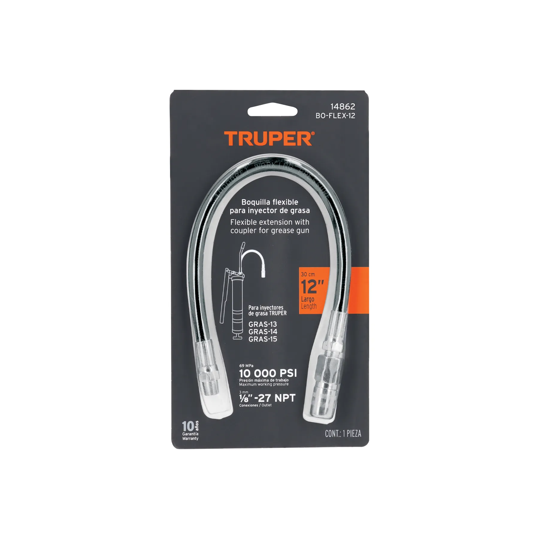 Extensión flexible para inyectores de grasa, Truper BO-FLEX-12, Foto 3 Tienda en línea de herramientas Truper