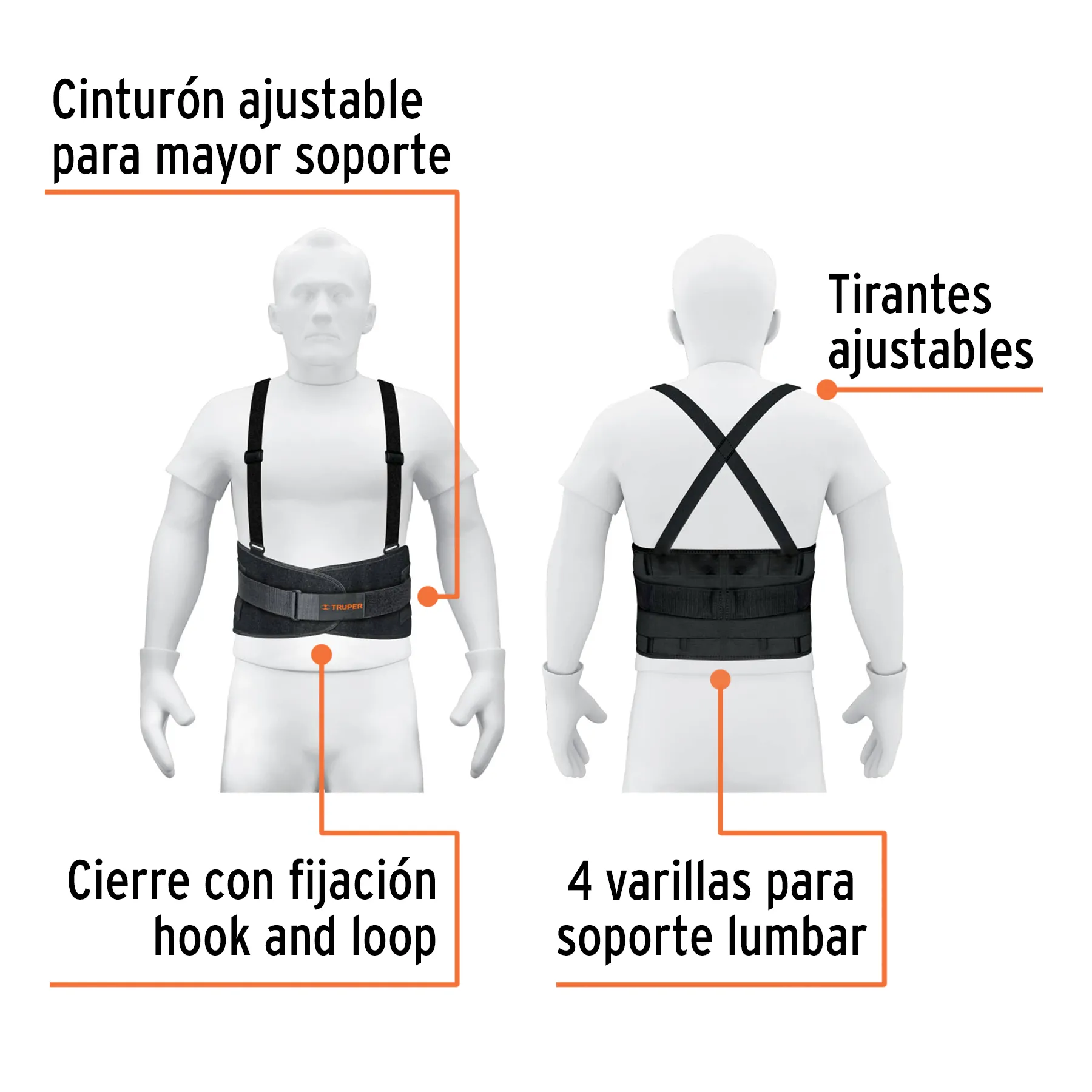 Faja lumbar con tercer cinturón, talla G, Truper FAJA-LX, Foto 2 Tienda en línea de herramientas Truper