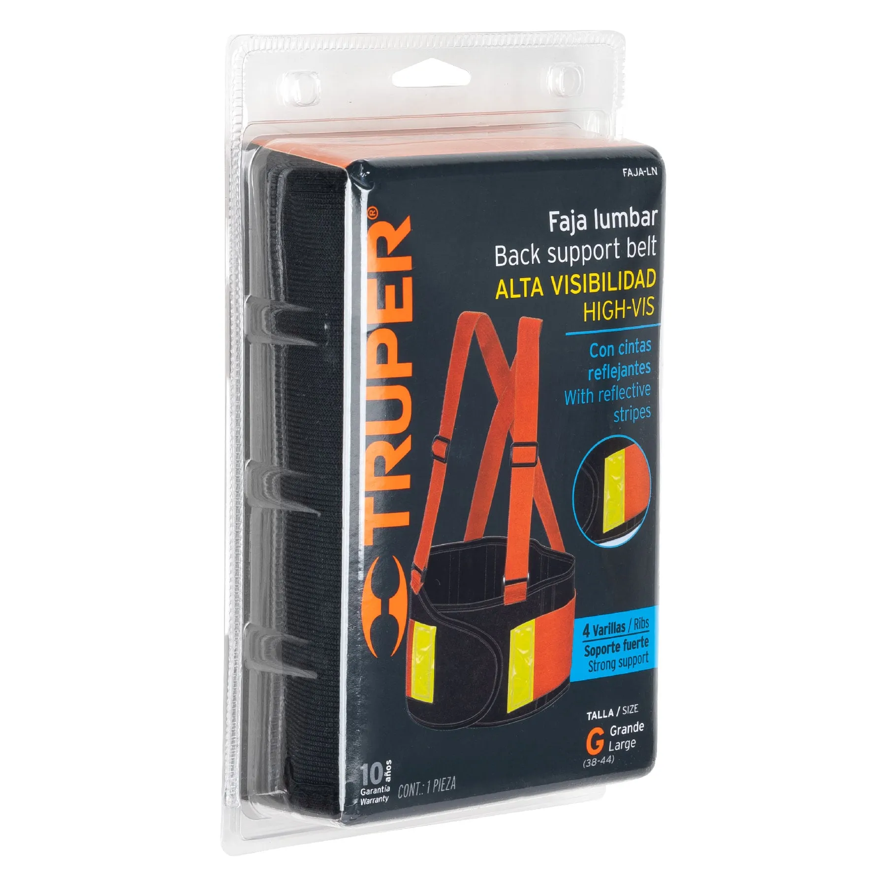 Faja lumbar naranja c/cintas de alta visibilidad, G, Truper FAJA-LN, Foto 3 Tienda en línea de herramientas Truper