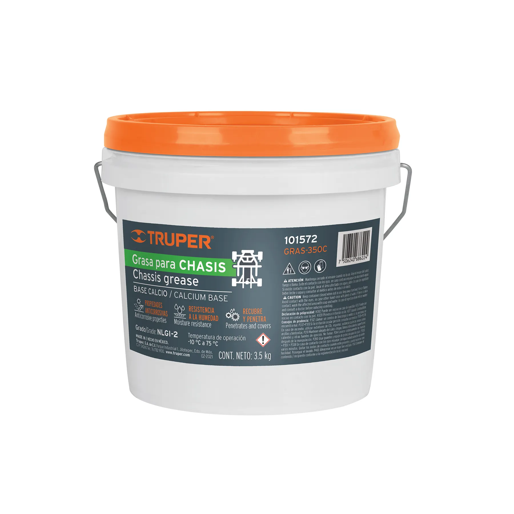 Grasa lubricante para chasis, base calcio, 3.5 kg, Truper Grasa lubricante para chasis, base calcio, 3.5 kg, Truper, Foto 1 Tienda en línea de herramientas Truper