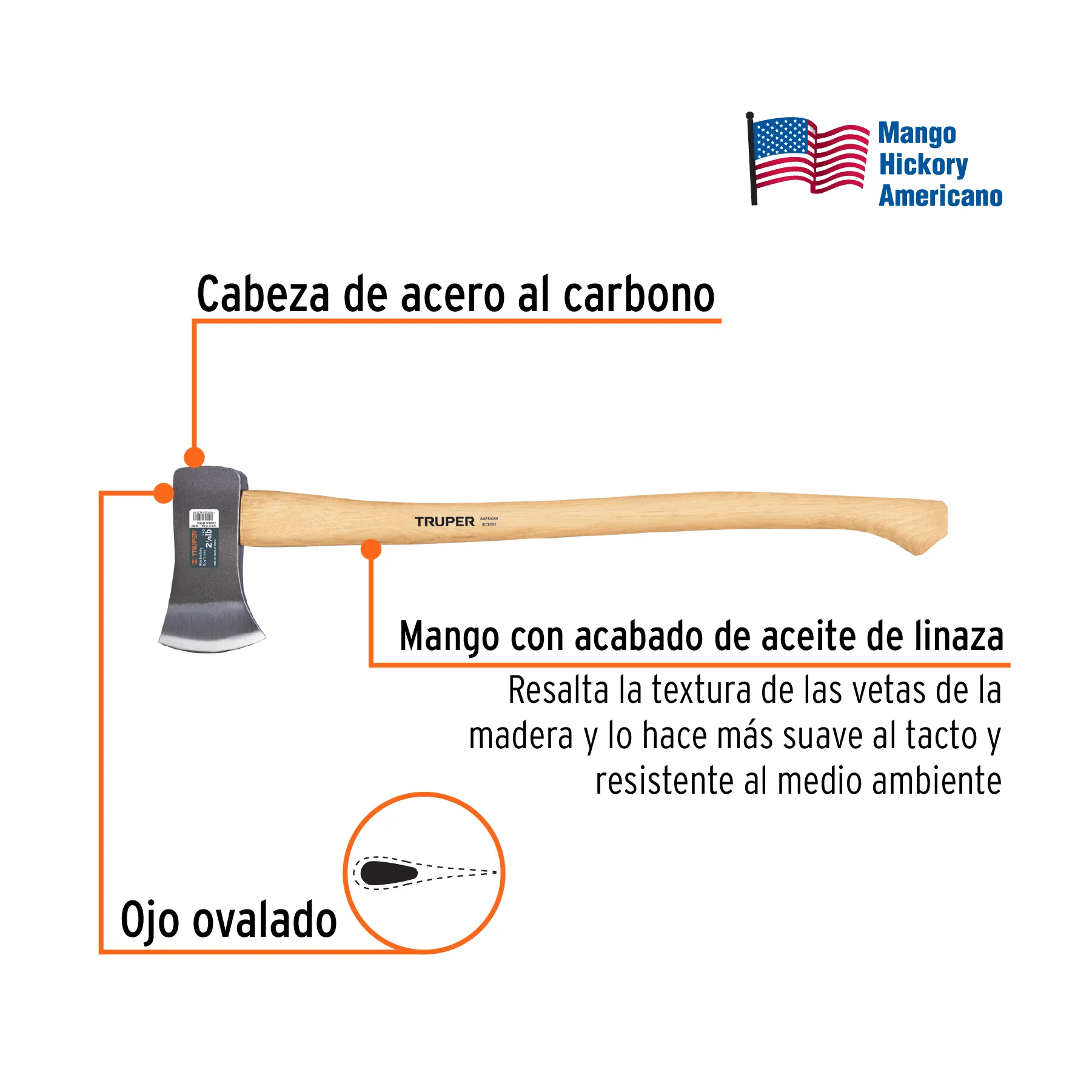 Hacha Boy 2-1/4 lb, mango de hickory 28 HB-2-1/4M, Foto 2 Tienda en línea de herramientas Truper