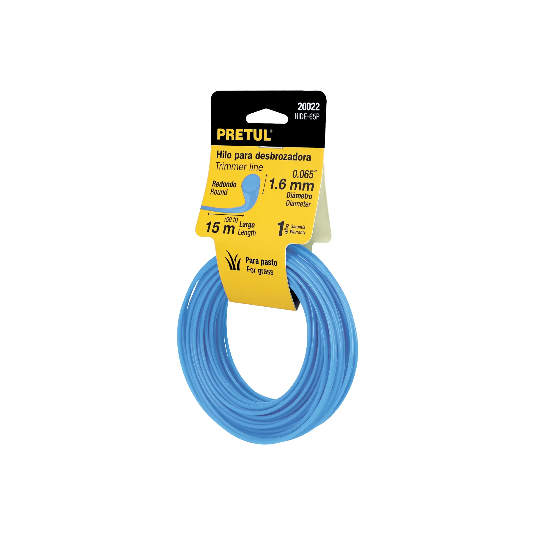 Hilo redondo, para desbrozadora, 1.6mm x15m, tarjeta, PRETUL, Foto 1 Tienda en línea de herramientas Truper