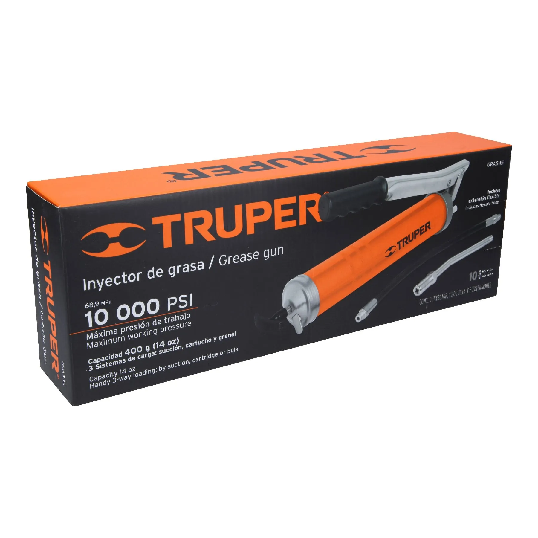 Inyectora de grasa 14 oz, 10000 PSI con grip antiderrapante GRAS-15, Foto 4 Tienda en línea de herramientas Truper