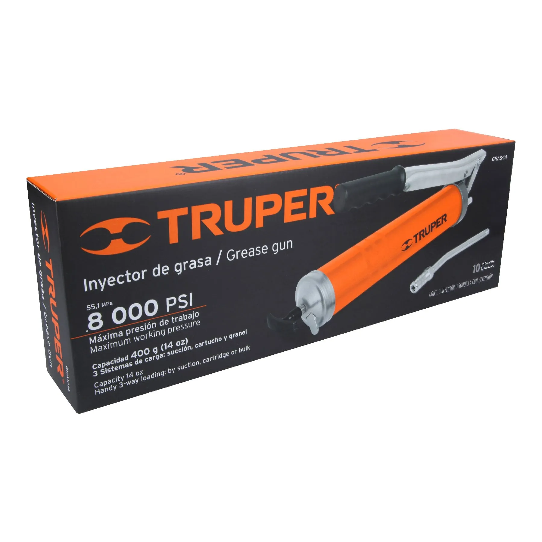 Inyectora de grasa 14 oz, 8000 PSI con grip antiderrapante GRAS-14, Foto 4 Tienda en línea de herramientas Truper