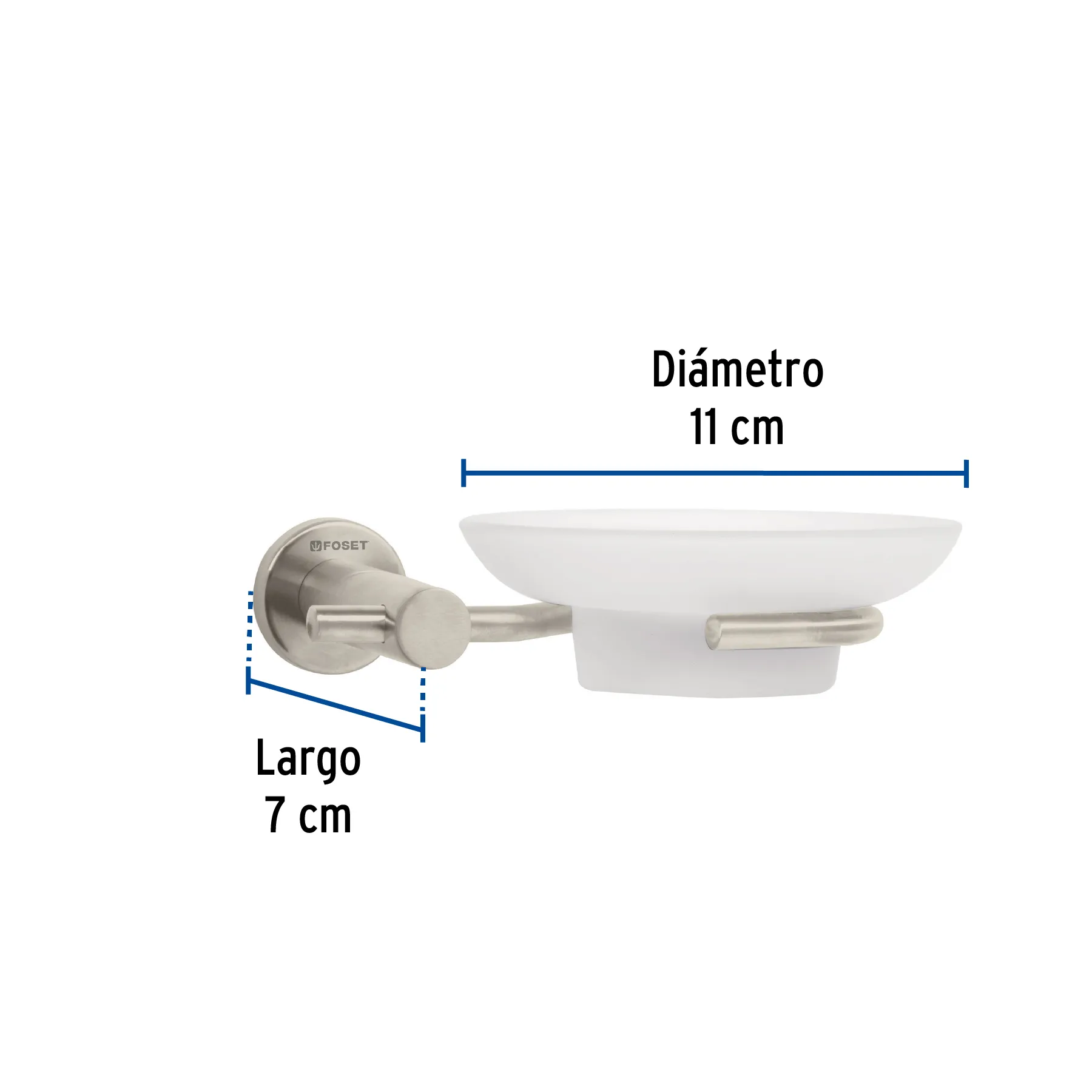 Jabonera metálica satín con plato de vidrio, Foset Element ELA-74N, Foto 3 Tienda en línea de herramientas Truper